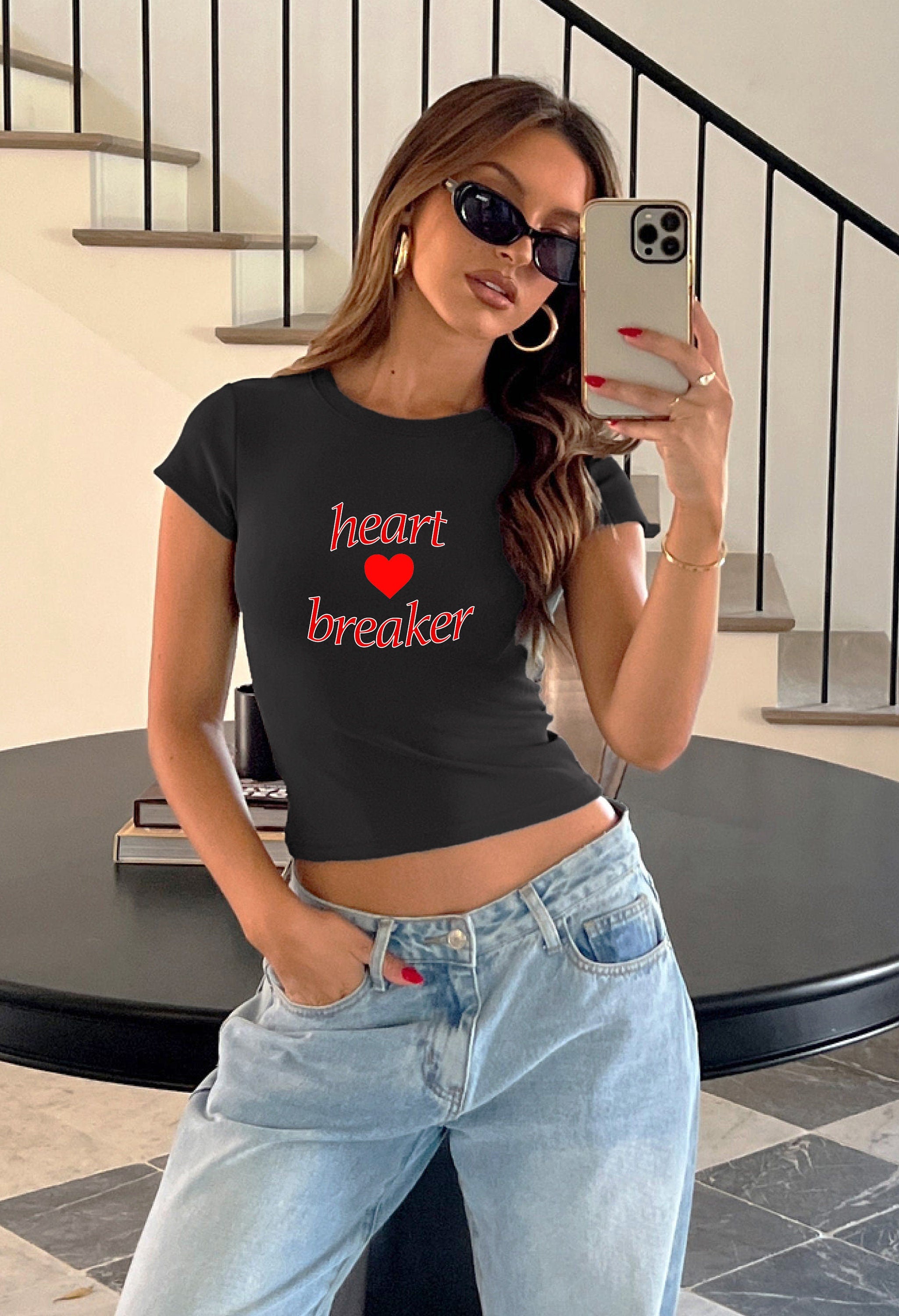 Baby Tee I'm a Heart Breaker, Baby Tee, Baby Girl, Funny Baby Tee, Cute Baby, Coquette Bow Tee, y2k baby tee, 90s baby tee, y2k, Crop