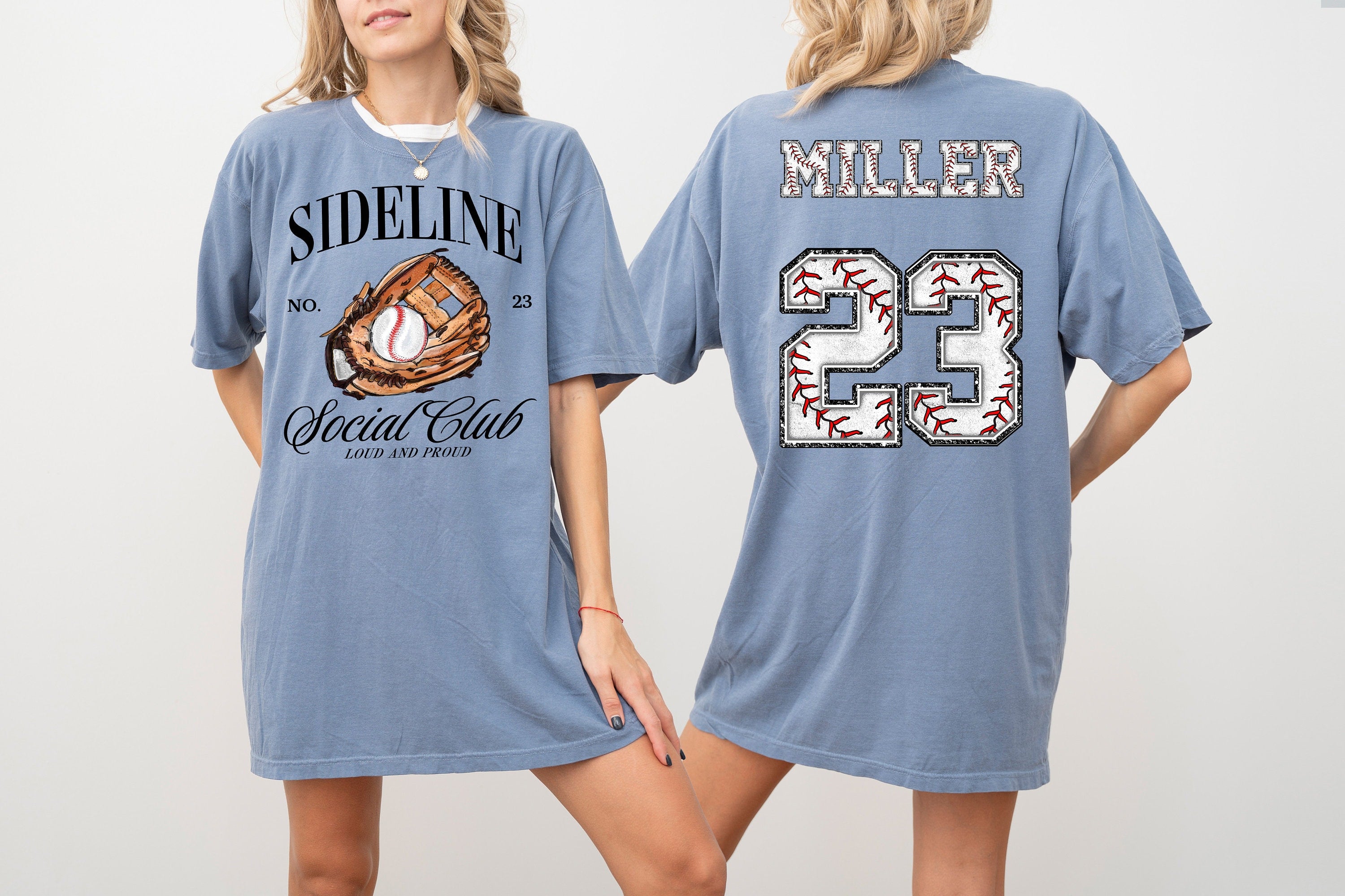 Custom Comfort Colors Tee, Two-sided Baseball Tshirt With Custom Number And Name, Sports Shirt, Baseball Mom Tee, Personalized Baseball Gift