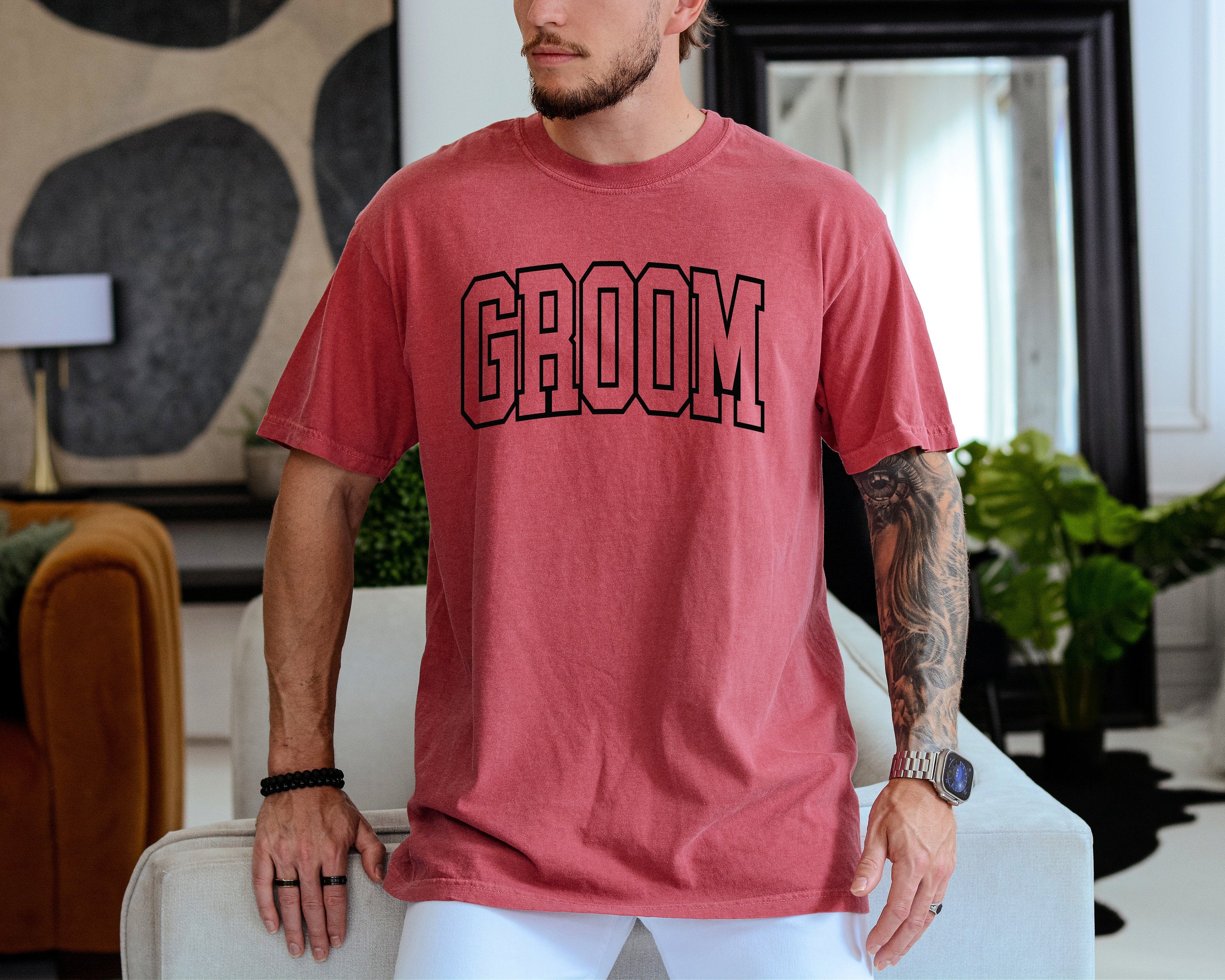 Retro Varsity Groom Comfort Colors Shirt T Retro Graphic Tee, Groom Party Shirts, Newly Wed Shirt, Bachelor Party T-Shirt, Bach Trip T