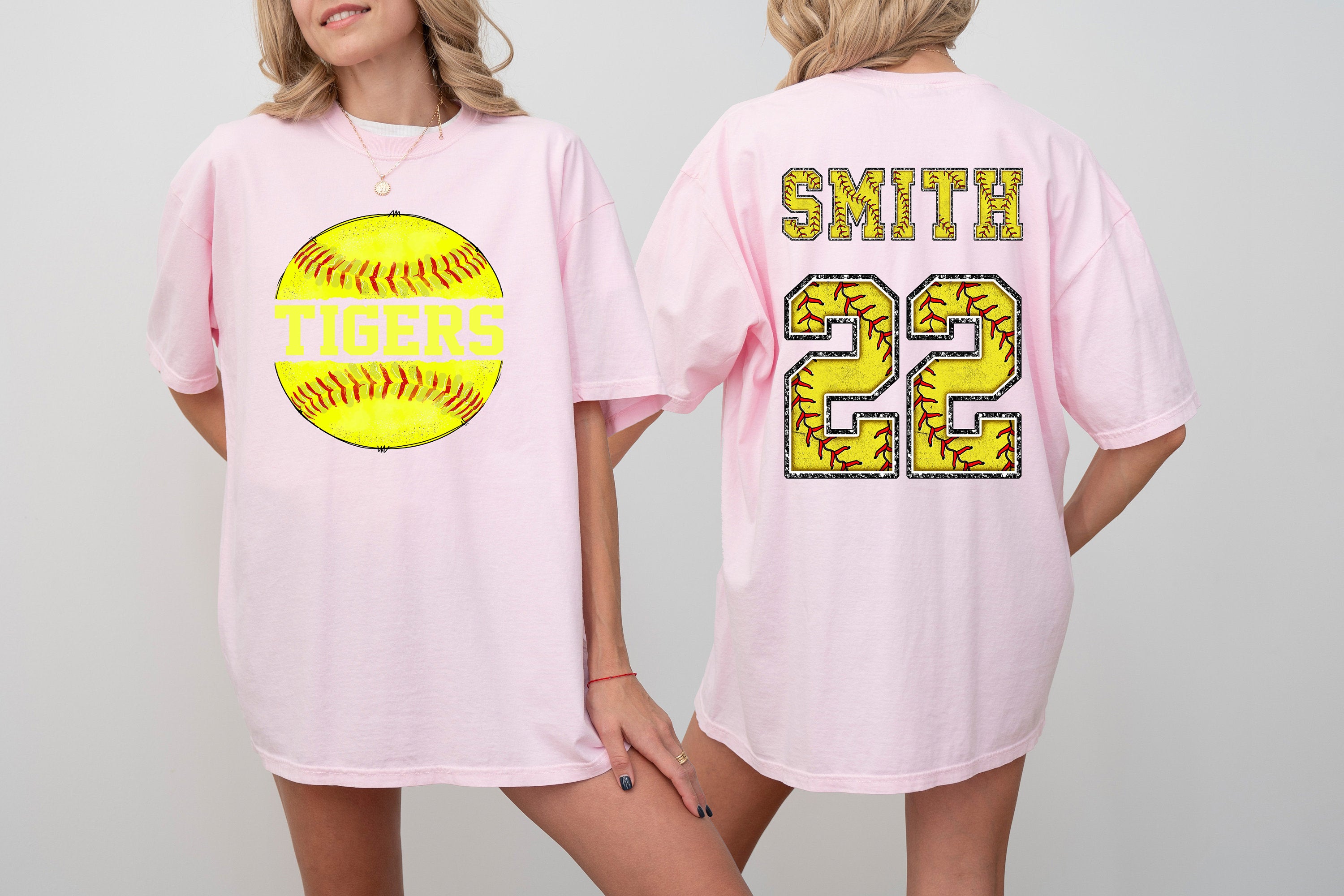 Custom Comfort Colors Tee, Two-sided Softball Tshirt With Custom Number And Name, Sports Shirt, Softball Mom Tee, Personalized Softball Gift