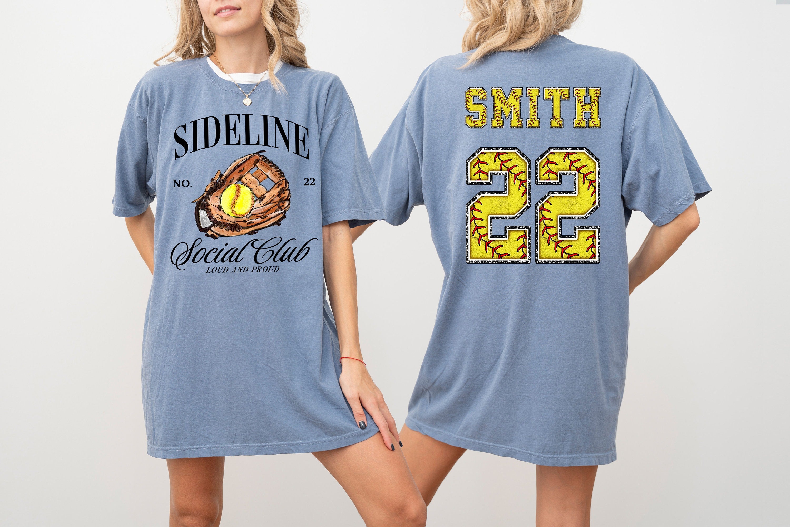 Custom Comfort Colors Tee, Two-sided Softball Tshirt With Custom Number And Name, Sports Shirt, Softball Mom Tee, Personalized Softball Gift