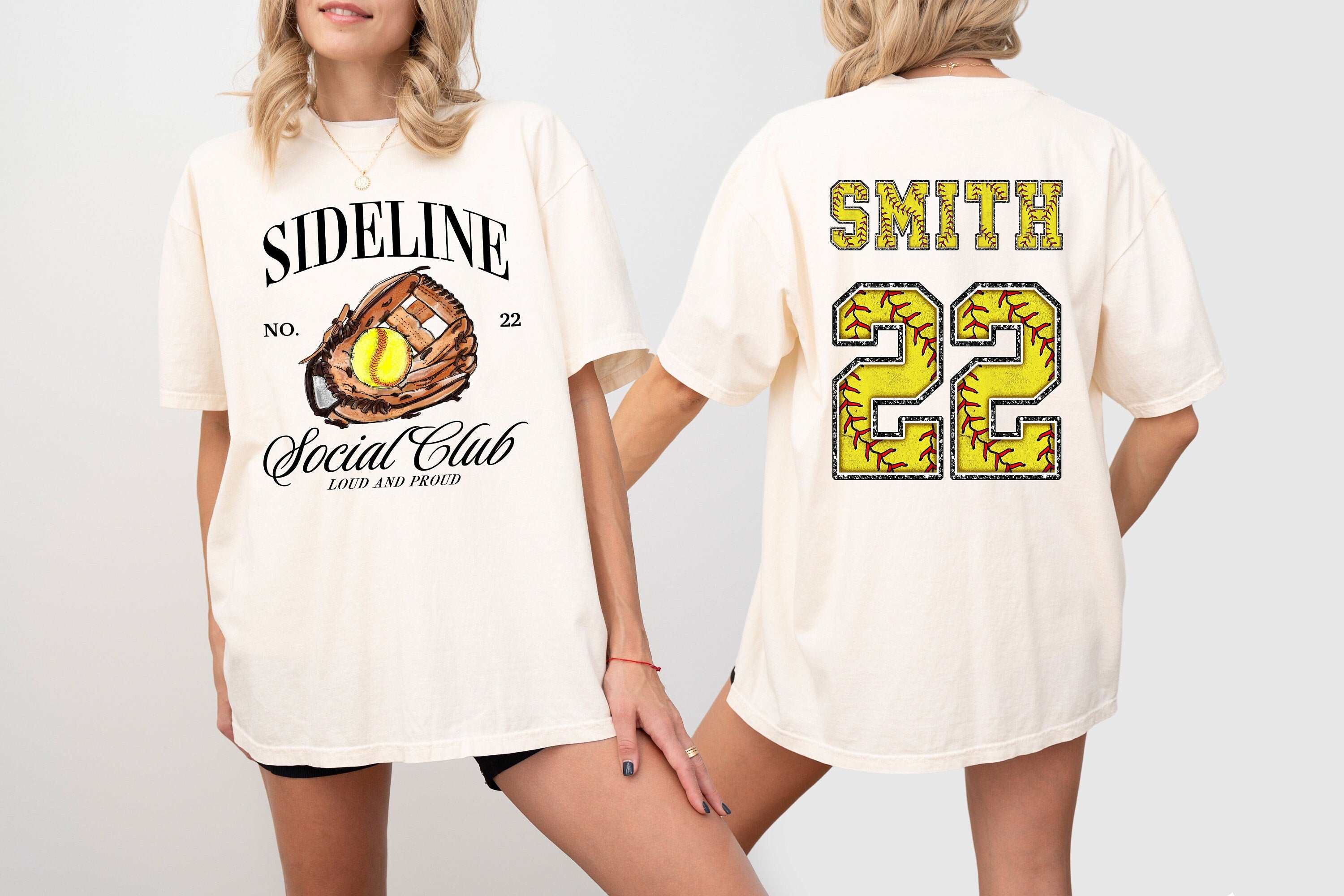 Custom Comfort Colors Tee, Two-sided Softball Tshirt With Custom Number And Name, Sports Shirt, Softball Mom Tee, Personalized Softball Gift