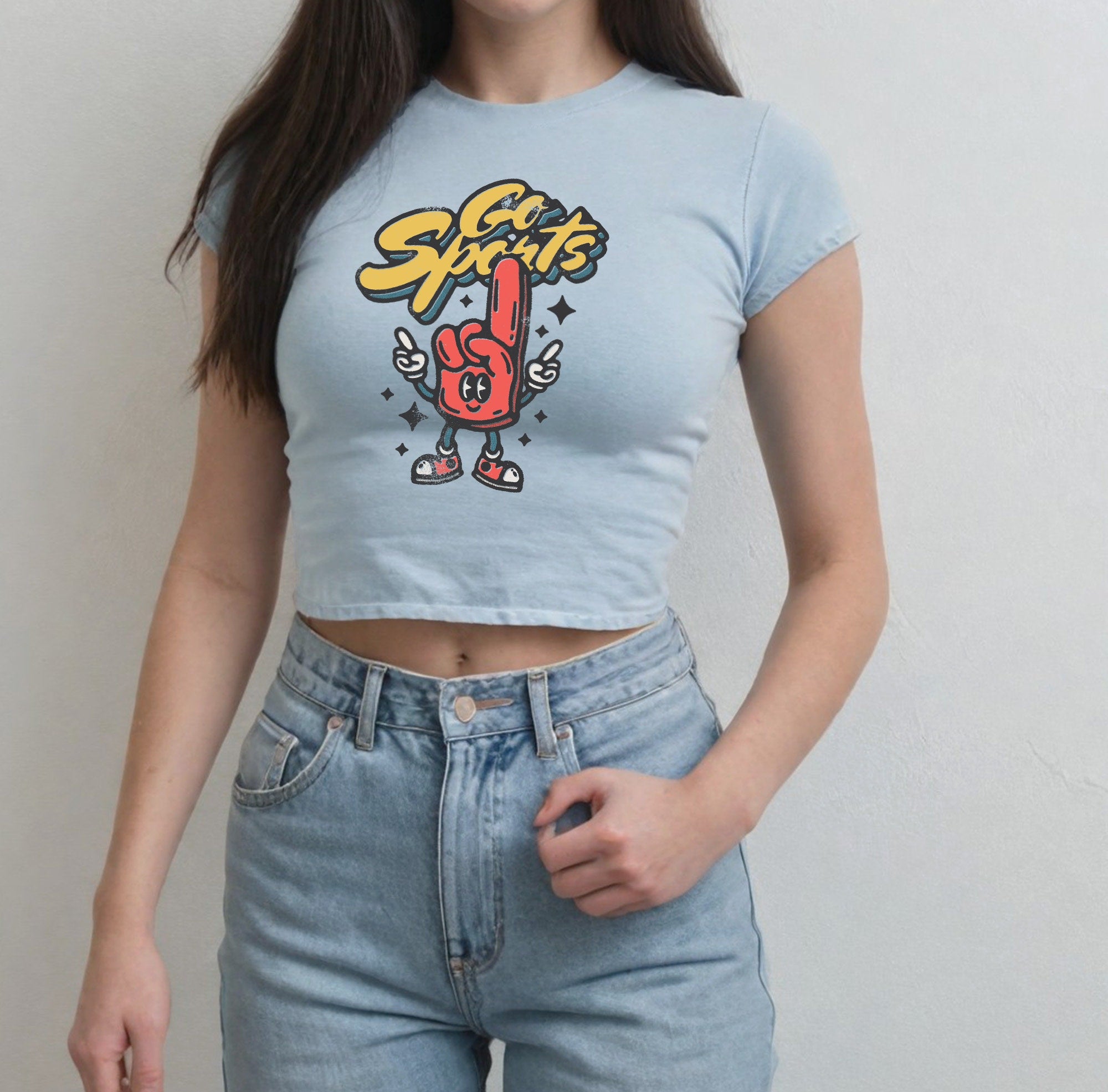 Go Sports Baby Tee Football Fan Graphic T, 90s T Shirt Girly pop y2k baby tee 90s baby tee y2k Crop, Sports Girlfriend, Yay Sports, Go Team