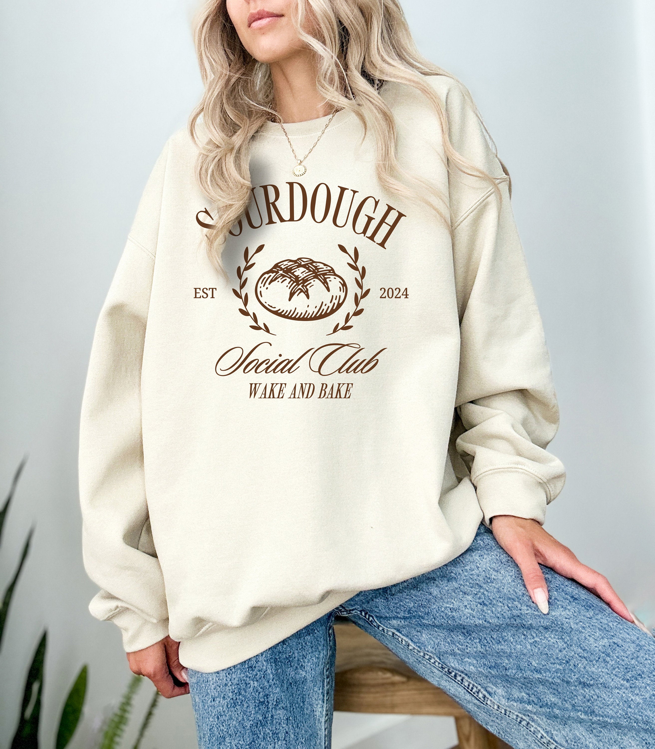 Cute Sourdough Social Club Crewneck, Sourdough Lovers Sweater, Baking Pullover, Retro Sourdough Sweatshirt, Sourdough maker