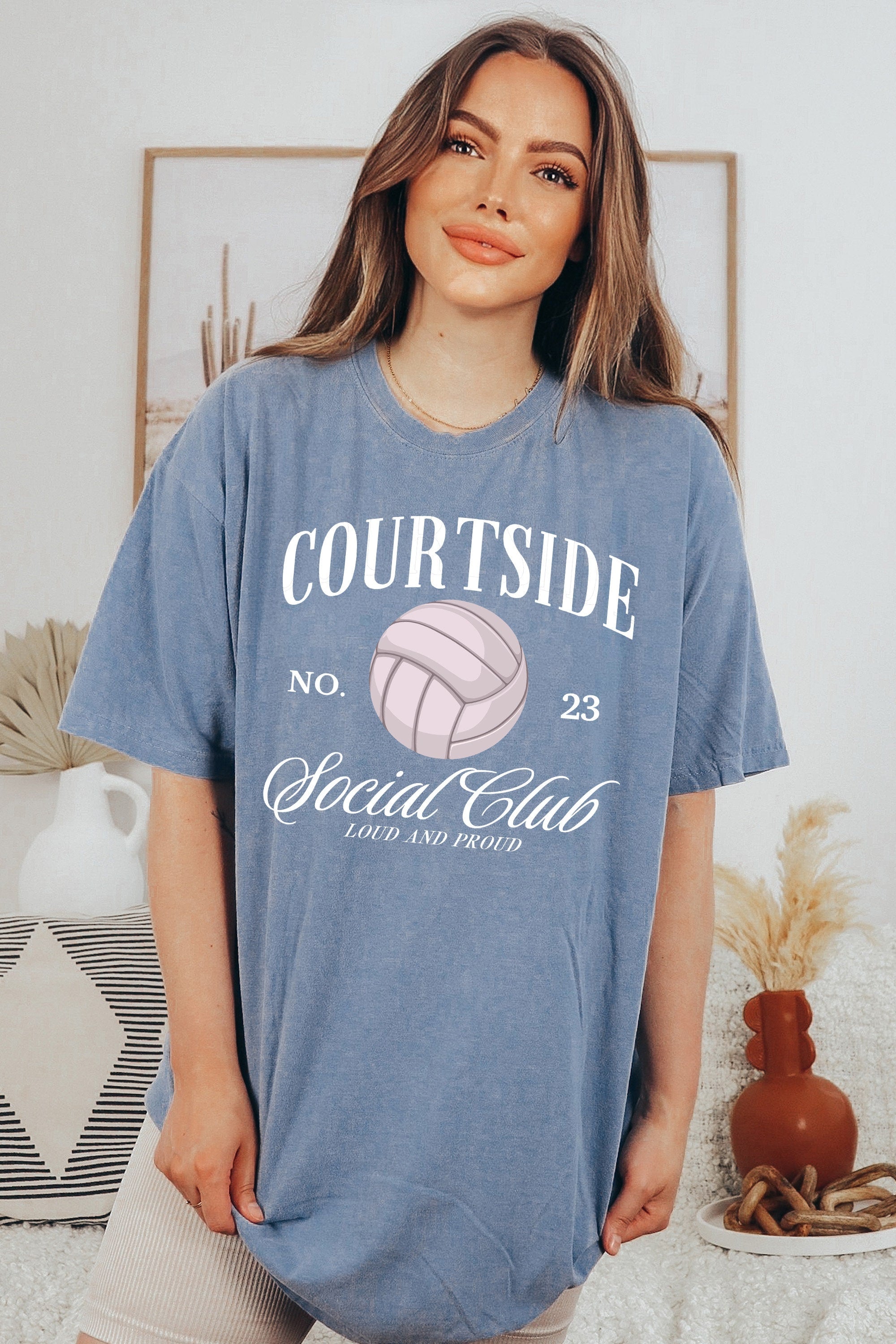 Custom Comfort Colors Tee, Courtside Social Club With Custom Number And Name, Sports Shirt, Vollyball Mom Tee, Personalized Valleyball