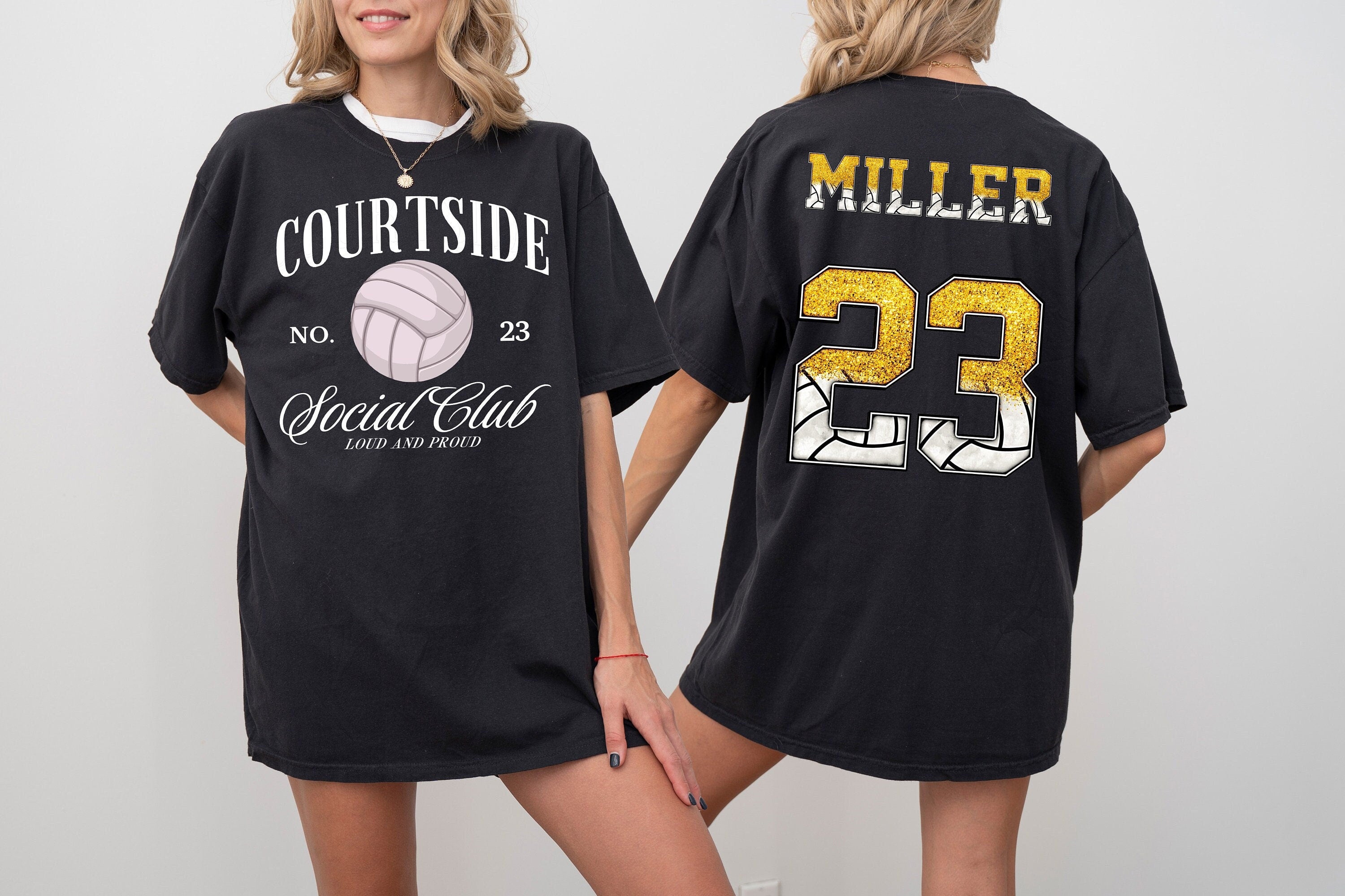 Custom Comfort Colors Tee, Courtside Social Club With Custom Number And Name, Sports Shirt, Vollyball Mom Tee, Personalized Valleyball