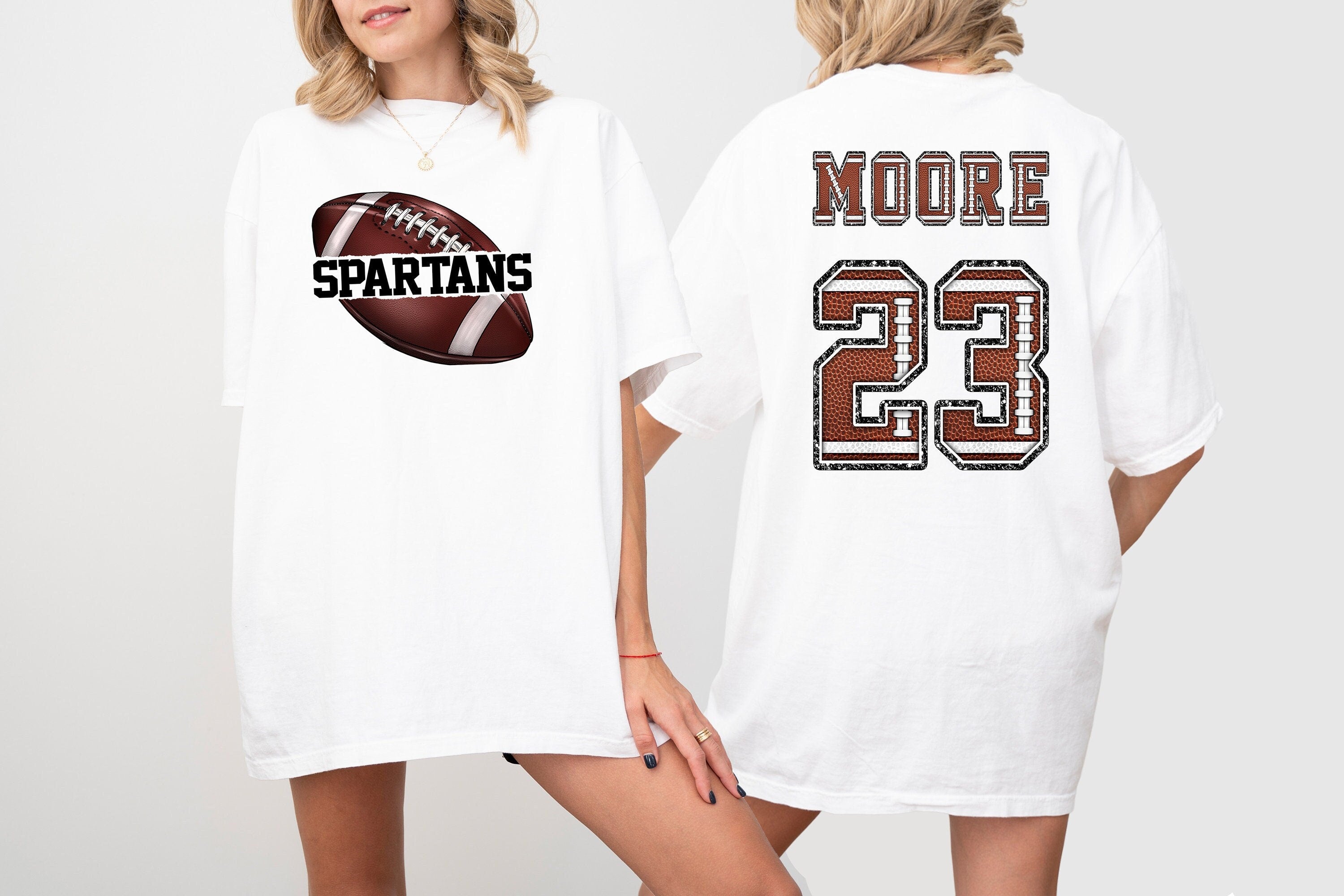 Custom Comfort Colors Tee, Two-sided Football Tshirt With Custom Team Number And Name Sports Shirt Football Mom Tee, Personalized Football T