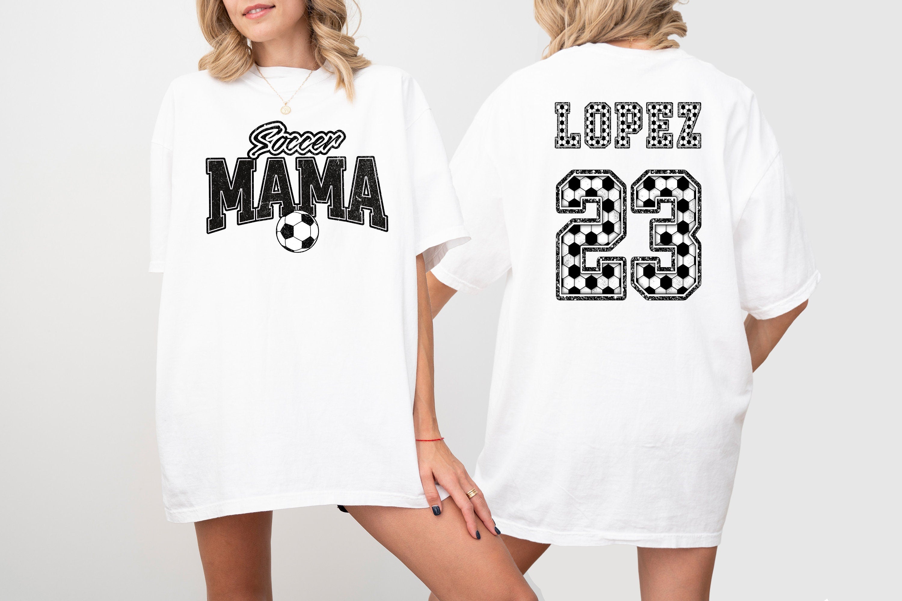 Soccer Mama Game Day Custom Sports Comfort Colors Tee, Two-sided Soccer Tshirt Custom Number Name Soccer Mom Tee Personalized Soccer Shirt