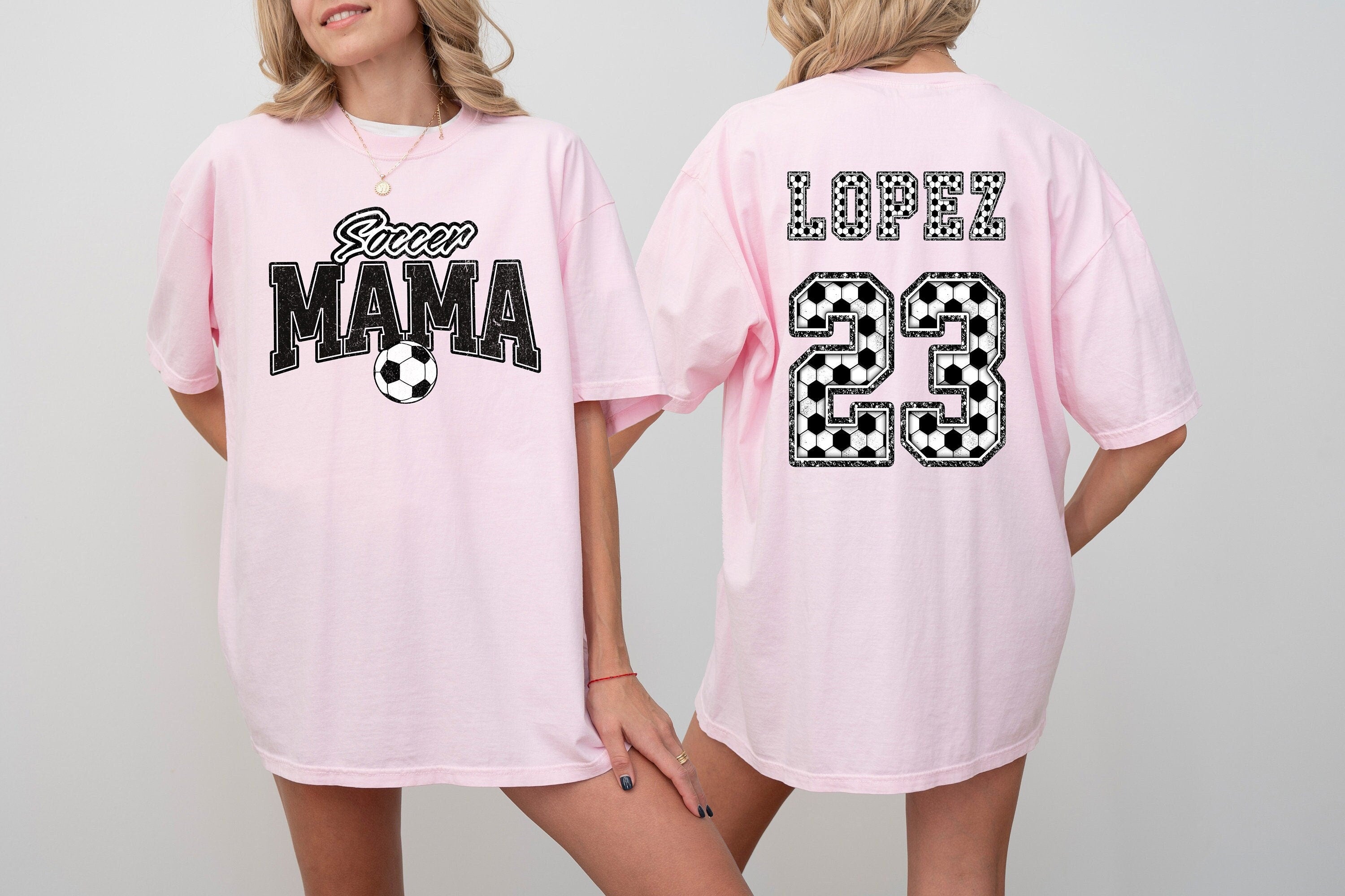 Soccer Mama Game Day Custom Sports Comfort Colors Tee, Two-sided Soccer Tshirt Custom Number Name Soccer Mom Tee Personalized Soccer Shirt