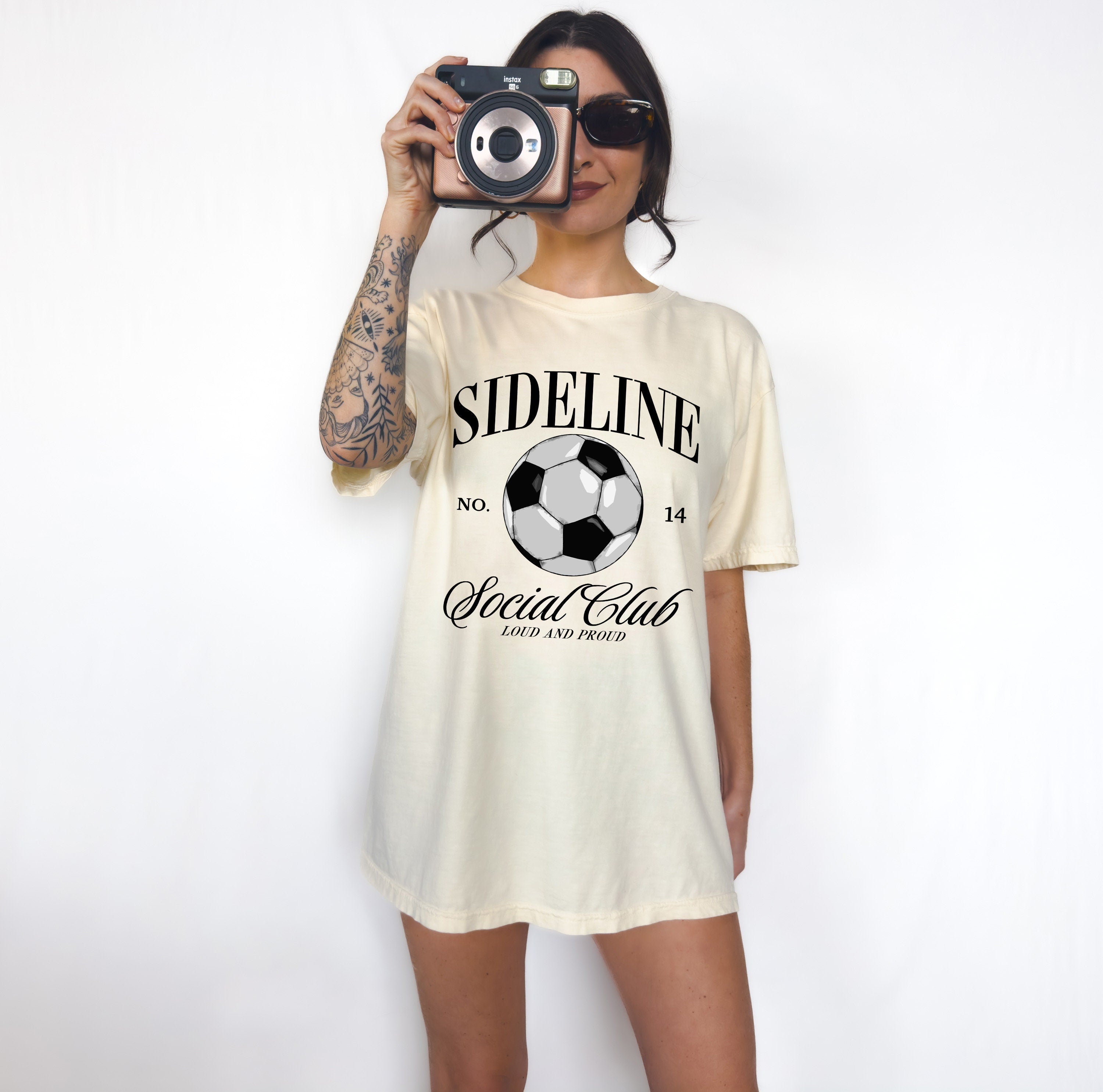 Sideline Social Club Custom Sports Comfort Colors Tee, Two-sided Soccer Tshirt Custom Number Name Soccer Mom Tee Personalized Soccer Shirt