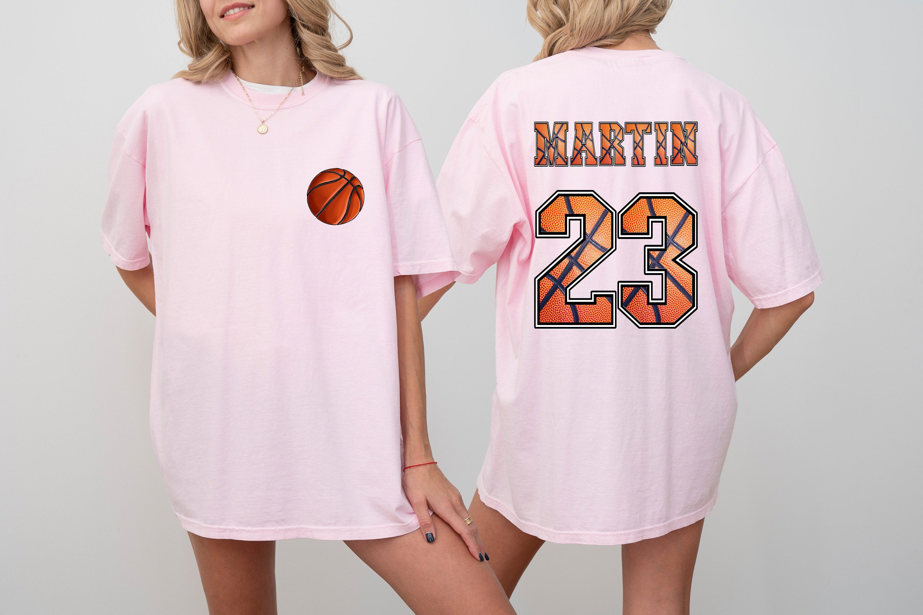 Custom Basketball Comfort Colors T Shirt Two-sided Basketball shirt Custom Number Name Sports Mom Tee Personalized Bball T