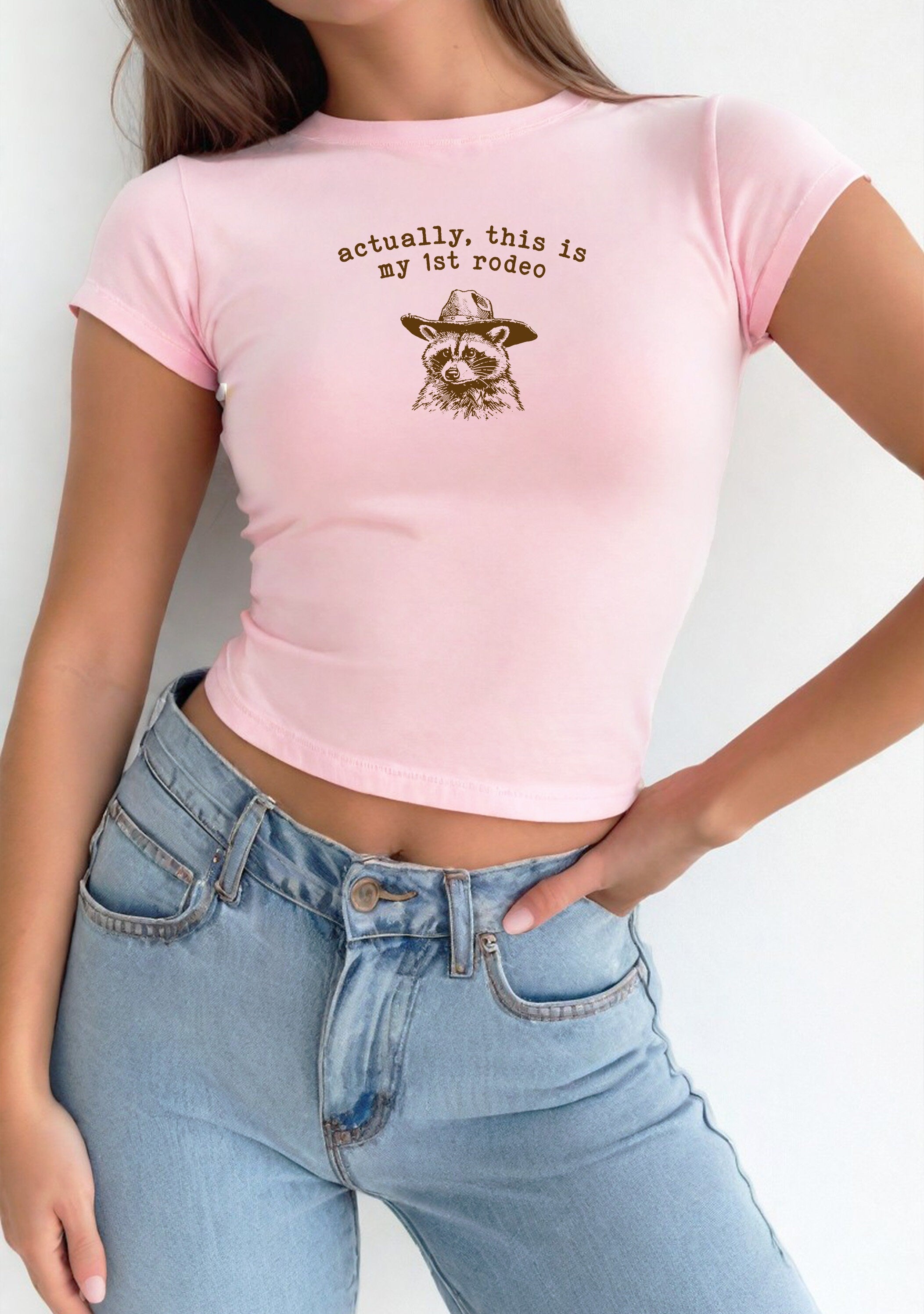 Actually This Is My First Rodeo Baby Tee , Baby Girl, Cute Baby Tee, Cute Baby, Funny Graphic Tee, y2k baby tee, 90s baby tee, y2k, Crop