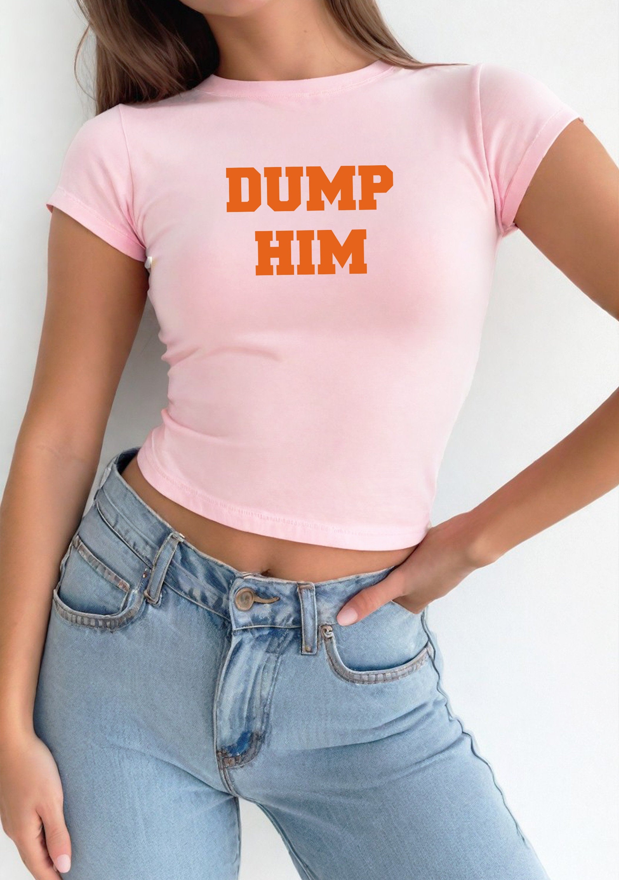 Dump Him Baby Tee , Retro Baby Tee, Girly, Cute Baby Tee, Baby T for Girls, y2k baby tee, 90s baby tee, y2k, Crop