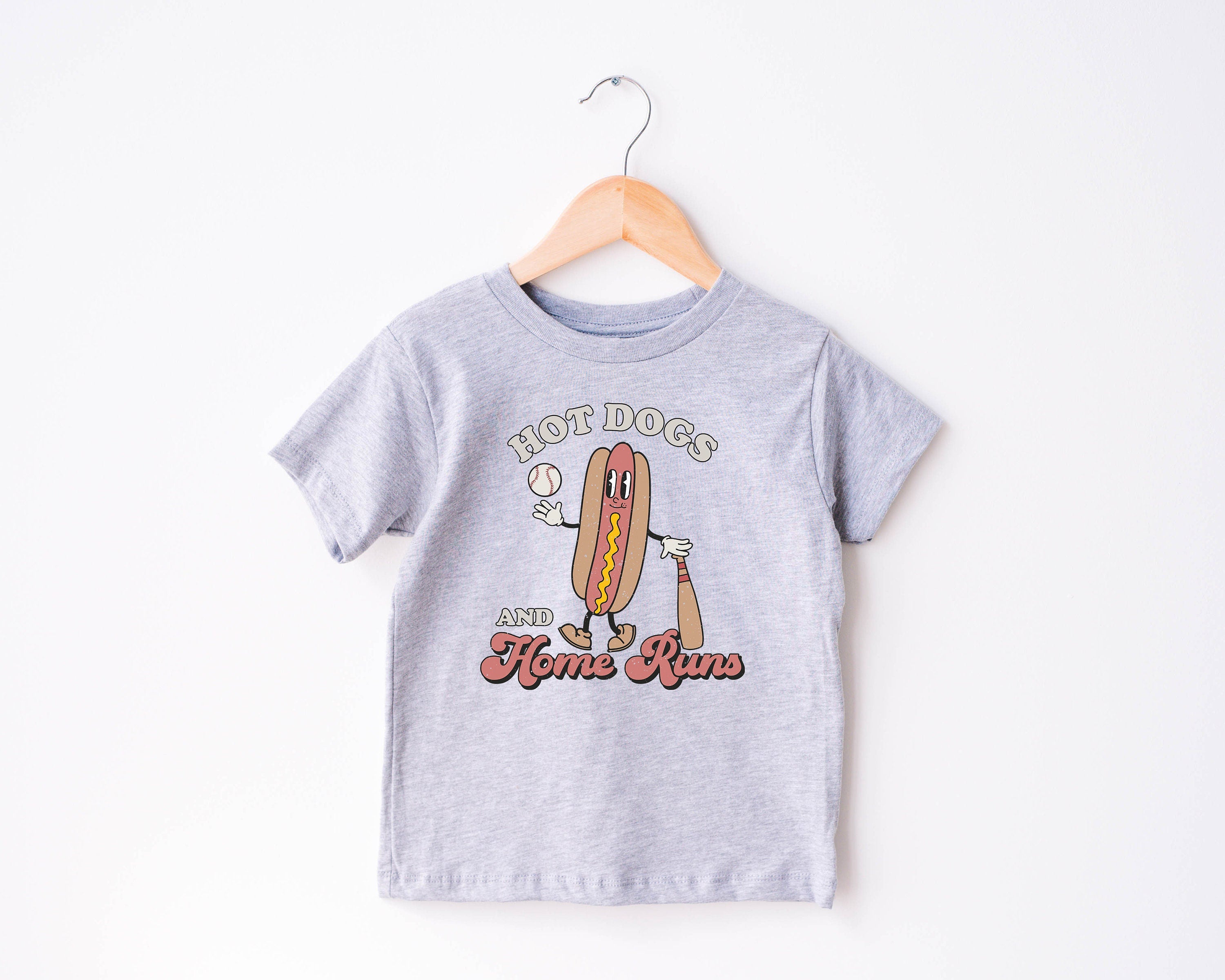 Youth Baseball Game T Shirt, Hot Dogs and Baseball, Funny Youth Sports Shirt, Youth Kids Graphic T-shirt, Vintage Children's Shirt