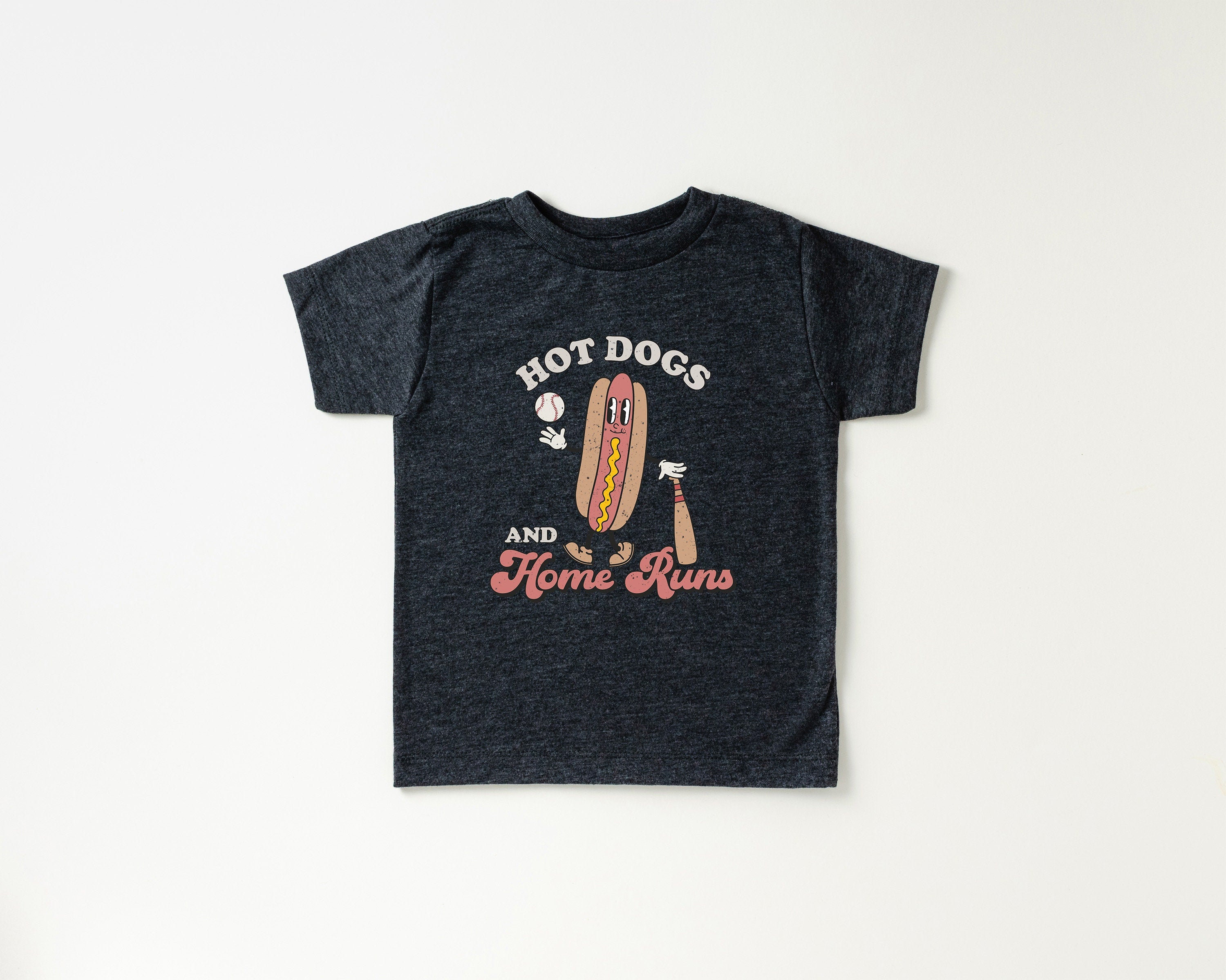 Youth Baseball Game T Shirt, Hot Dogs and Baseball, Funny Youth Sports Shirt, Youth Kids Graphic T-shirt, Vintage Children's Shirt