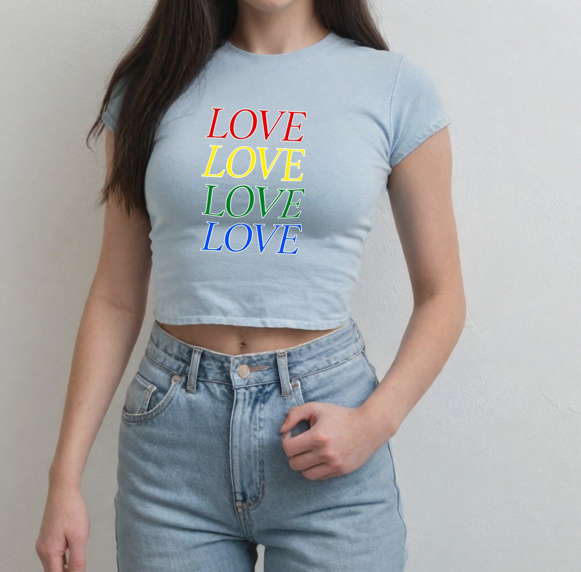 Baby Tee Love who you Love, Baby Tee, Gay Pride, Lesbian Pride Baby Tee, Cute Baby, LGBTQ+ Pride Tee, y2k baby tee, 90s baby tee, y2k, Crop