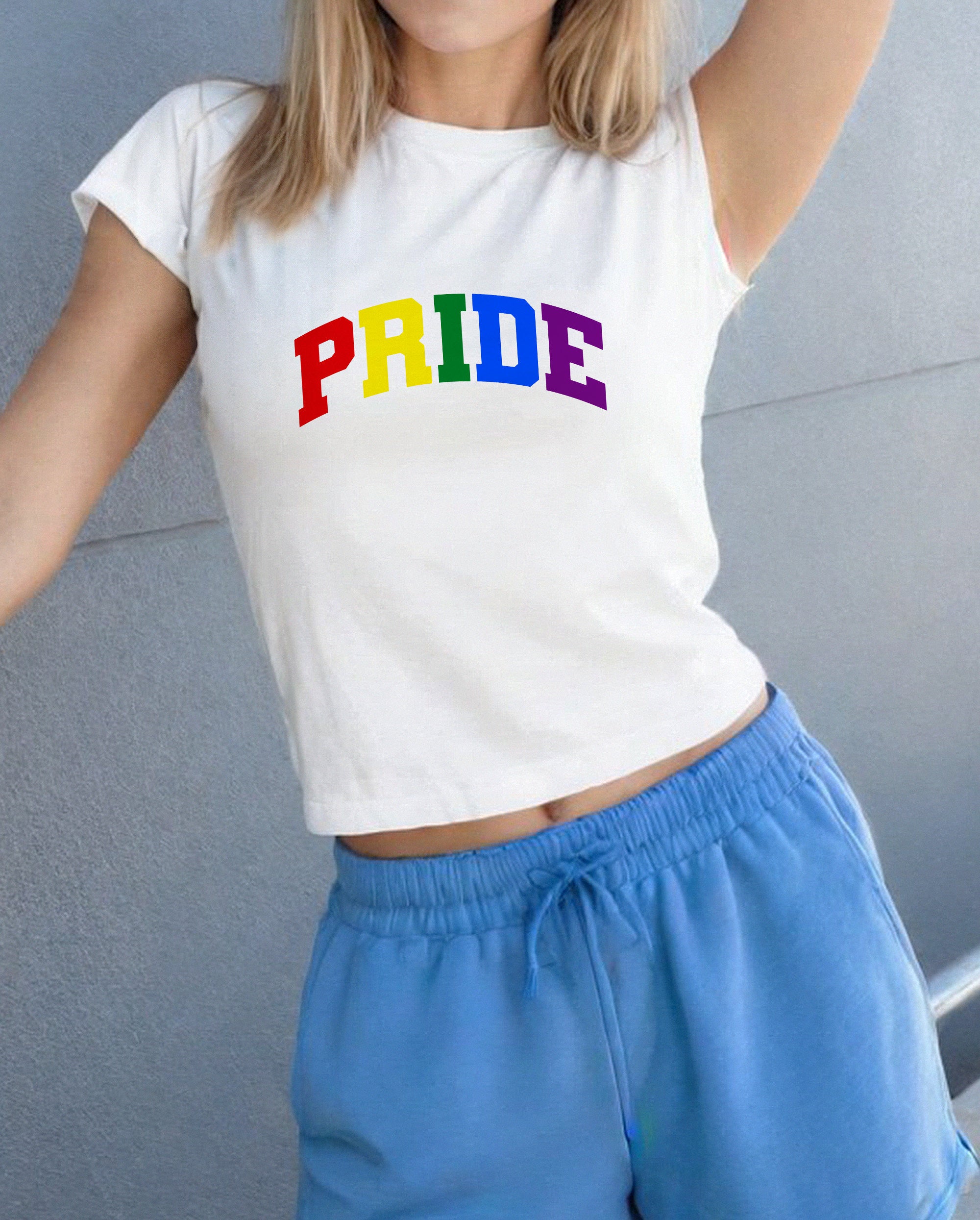 Baby Tee Pride Month, Baby Tee, Gay Pride, Lesbian Pride Baby Tee, Cute Baby, LGBTQ+ Pride Tee, y2k baby tee, 90s baby tee, y2k, Crop