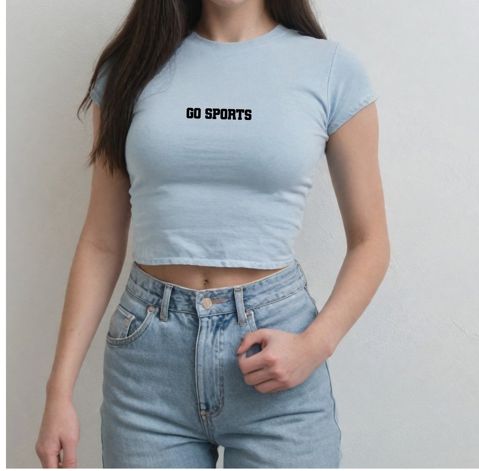 Go Sports Baby Tee Football Fan Graphic T, 90s T Shirt Girly pop y2k baby tee 90s baby tee y2k Crop, Sports Girlfriend, Yay Sports, Go Team