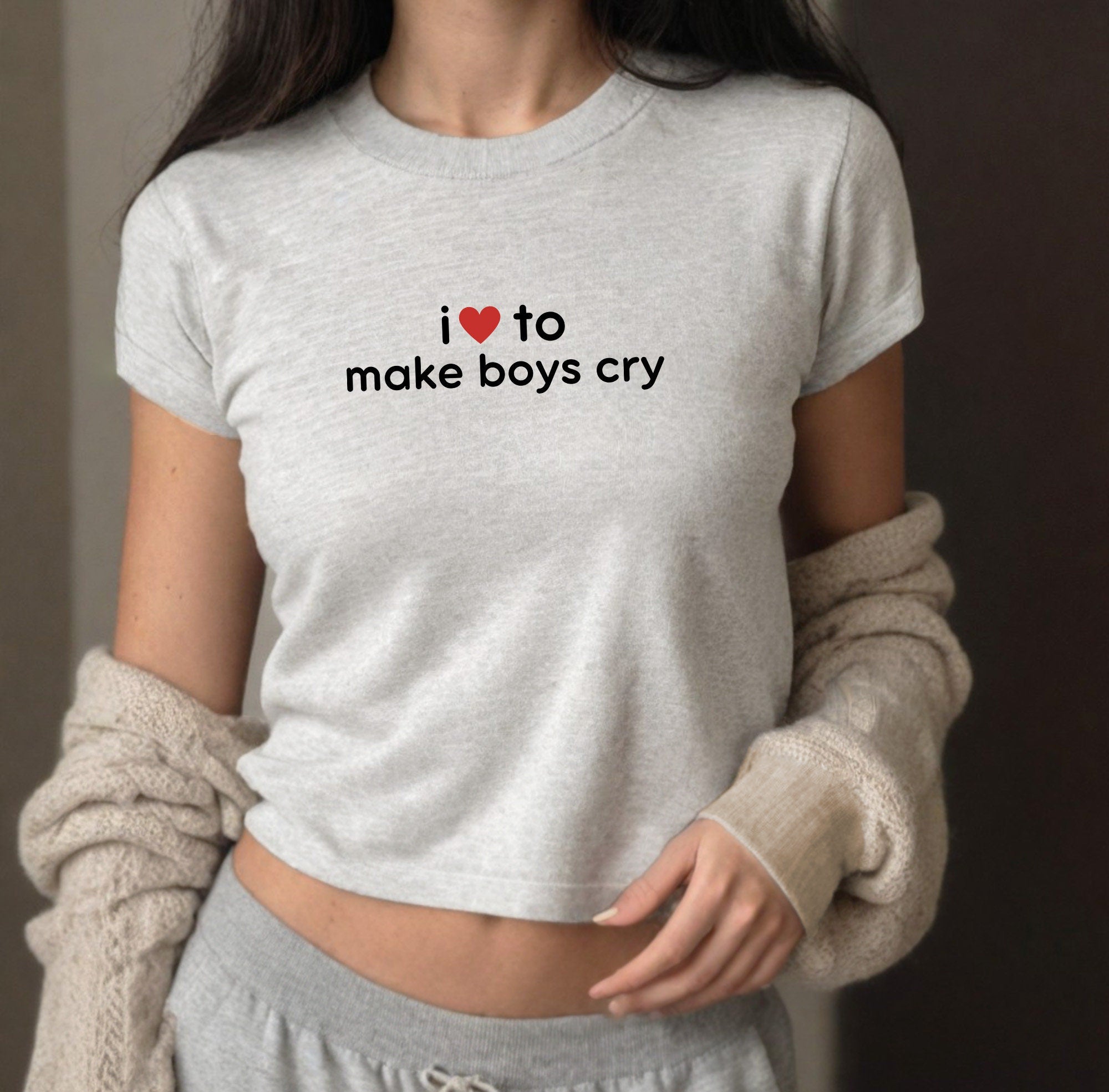 I Love To Make Boys Cry Baby Tee , Girl Power T Shirt, Girly, Cute Baby Tee, Baby T for Girls, y2k baby tee, 90s baby tee, y2k, Crop