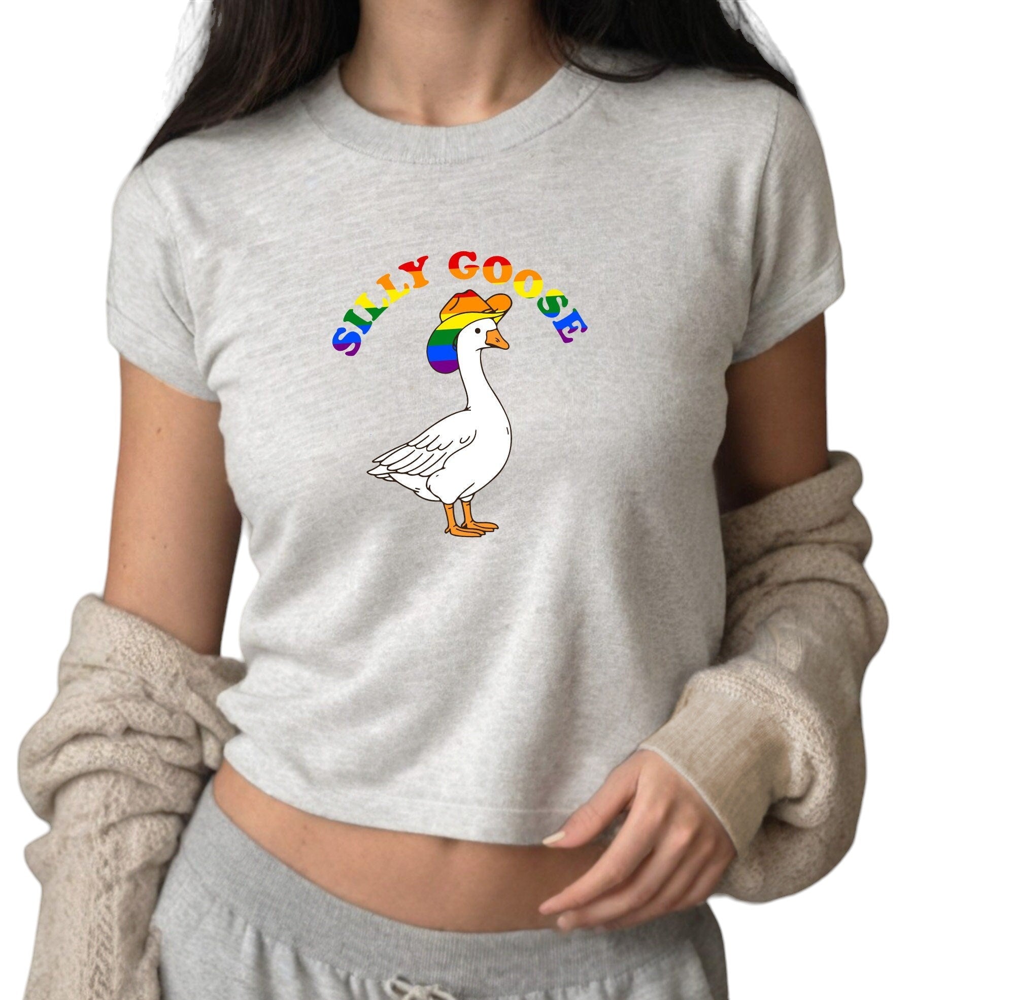 Baby Tee Pride Month, Baby Tee, Gay Pride, Lesbian Pride Baby Tee, Cute Baby, LGBTQ+ Pride Tee, y2k baby tee, 90s Crop, Silly Goose Shirt