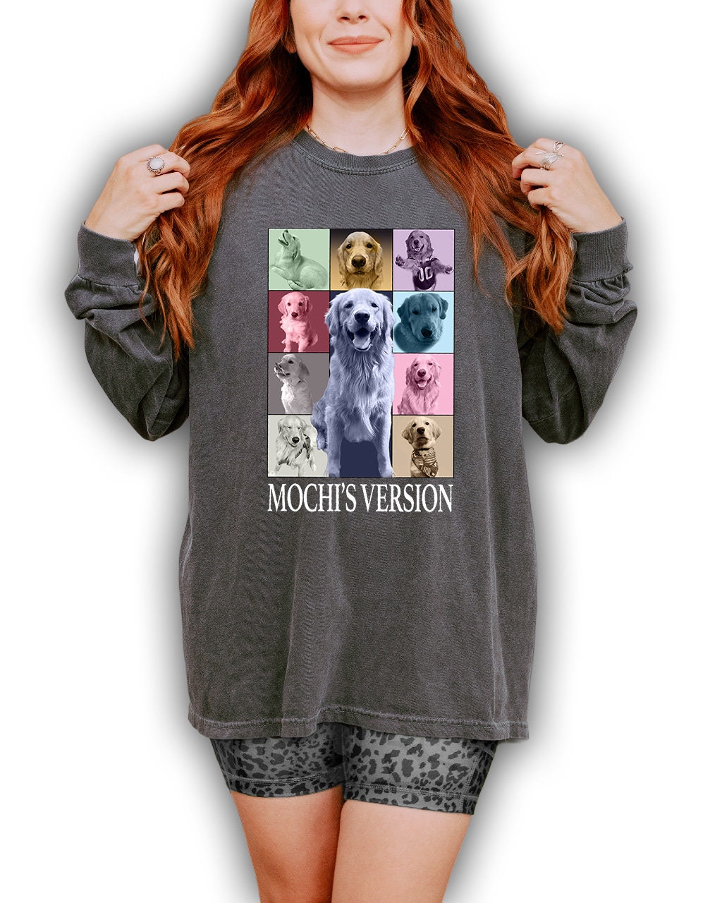 Custom Era Comfort Colors Dog Shirt, Retro Collage Shirt, Pet Long Sleeve Shirt, Vintage 90's Custom Shirt, Women's Custom, Men's Custom Tee