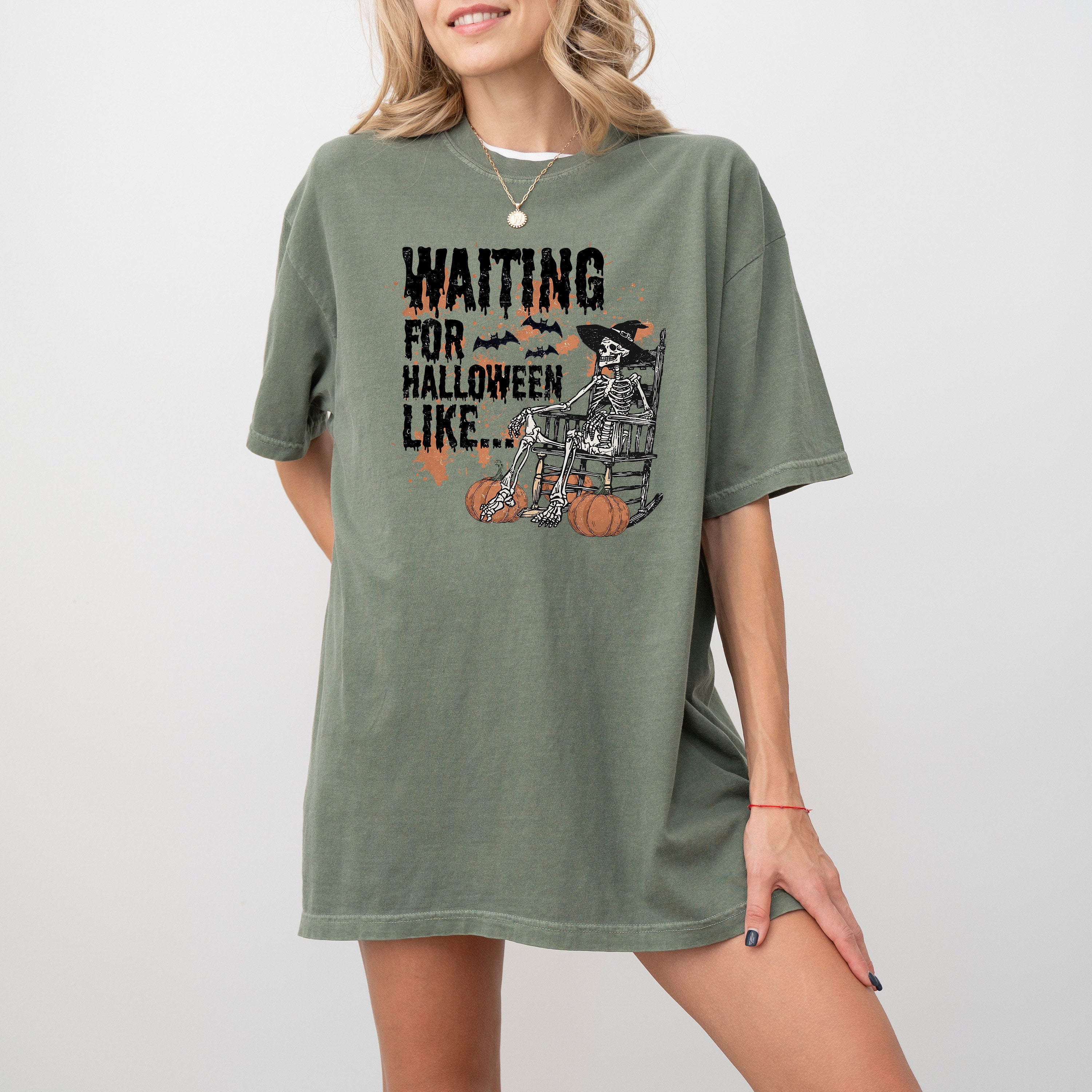 Waiting For Halloween Like Halloween Comfort Colors Tee Retro Trick or Treat Shirt Retro Skeleton Tee Fall Shirt Autumn T Shirt