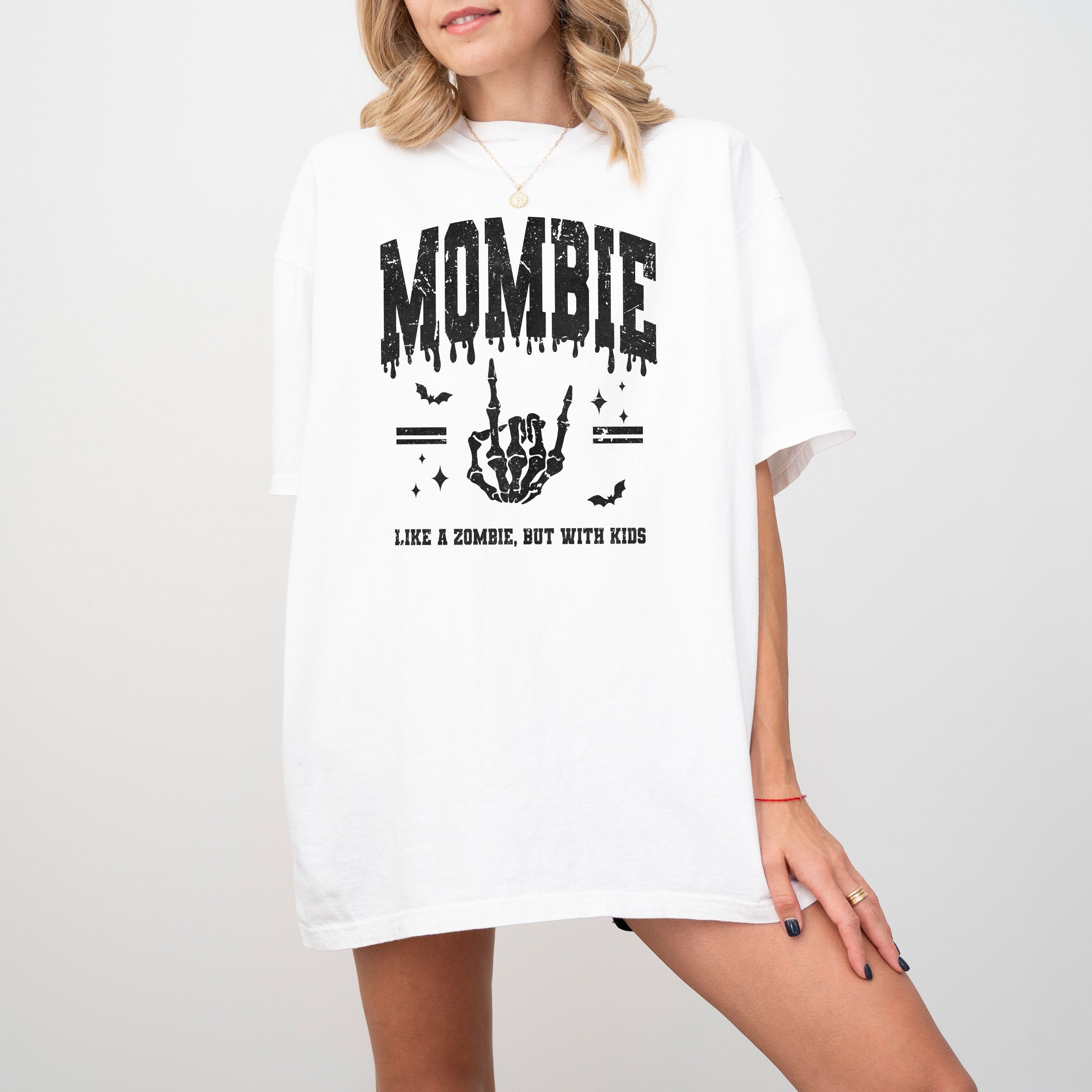 Mombie Funny Halloween Comfort Colors Tee, Retro Trick or Treat Mom Shirt Retro Skeleton Tee Fall Shirt Autumn T Shirt T shirt for Moms