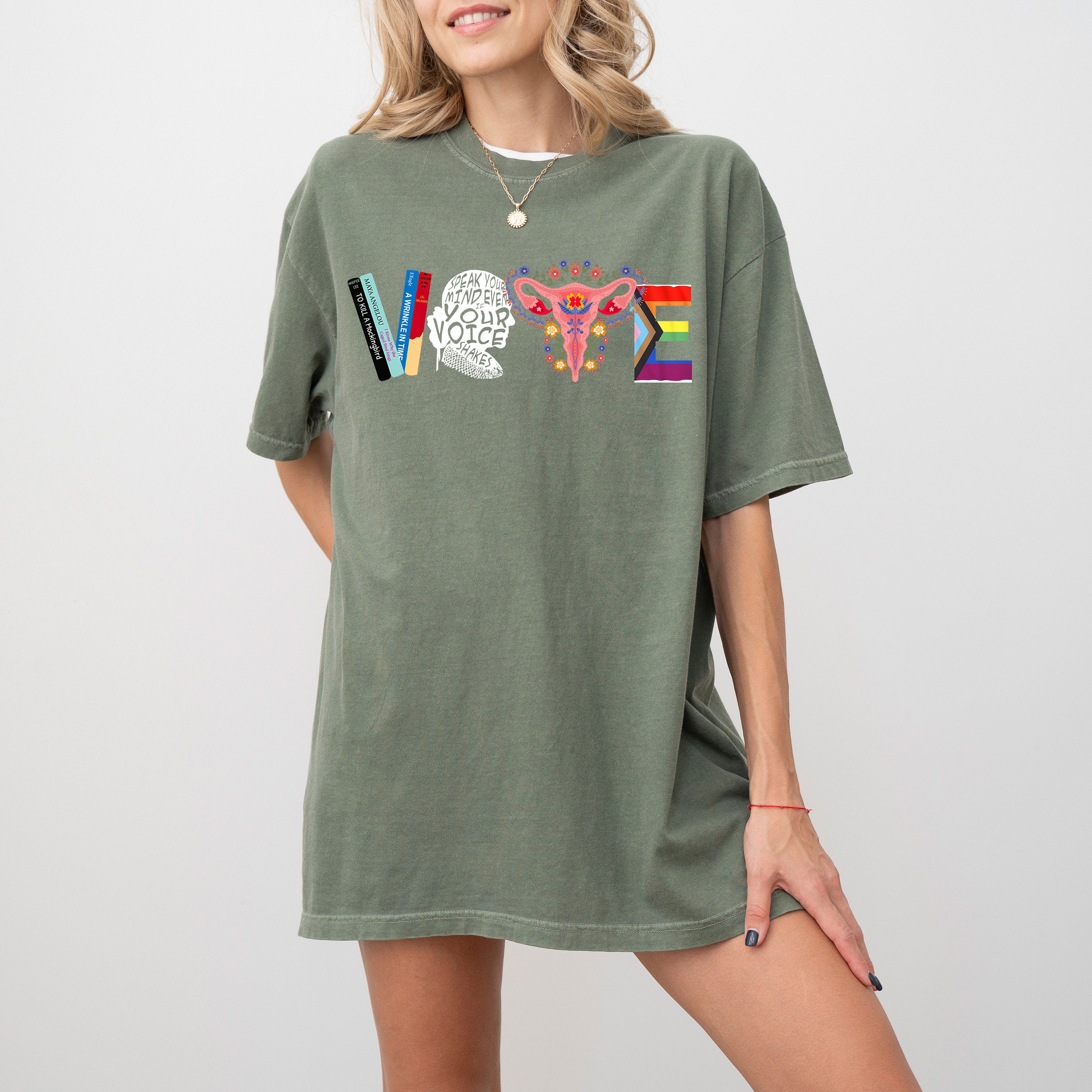 Comfort Colors Shirt VOTE Women's Rights, Human Rights, LGBTQ+ Rights Design T Shirt, Graphic T Shirt