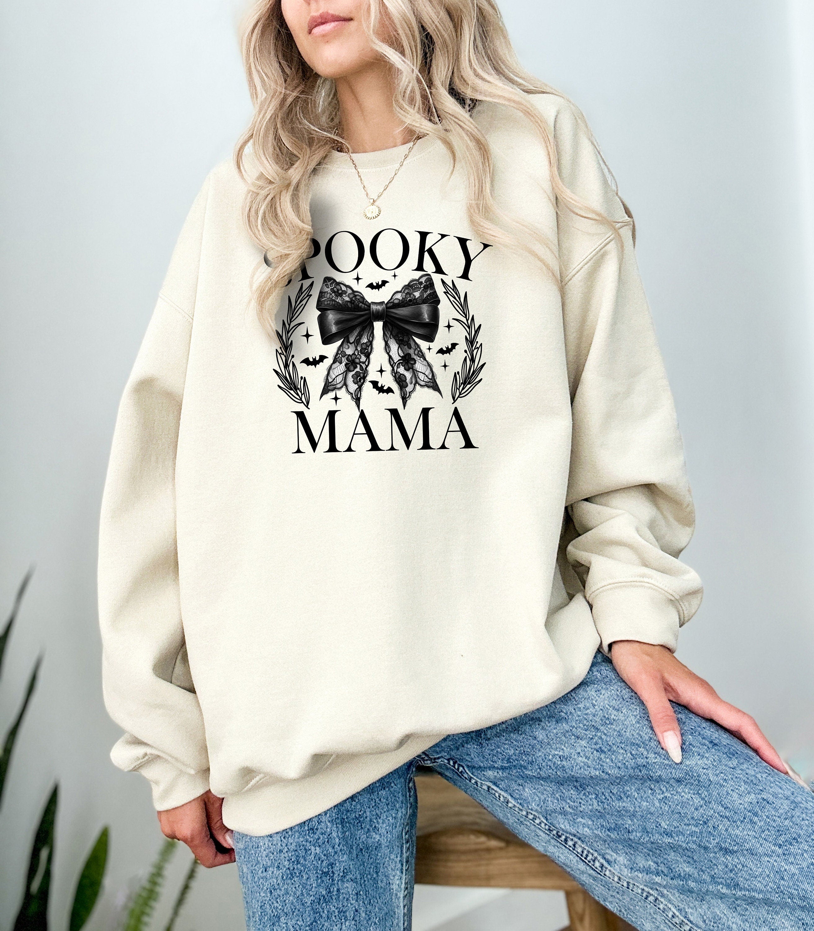 Spooky Mama Halloween Sweatshirt, Fall Design, Cute Retro Momma Halloween Crew Neck, Funny Halloween Sweater, Autumn Shirt,