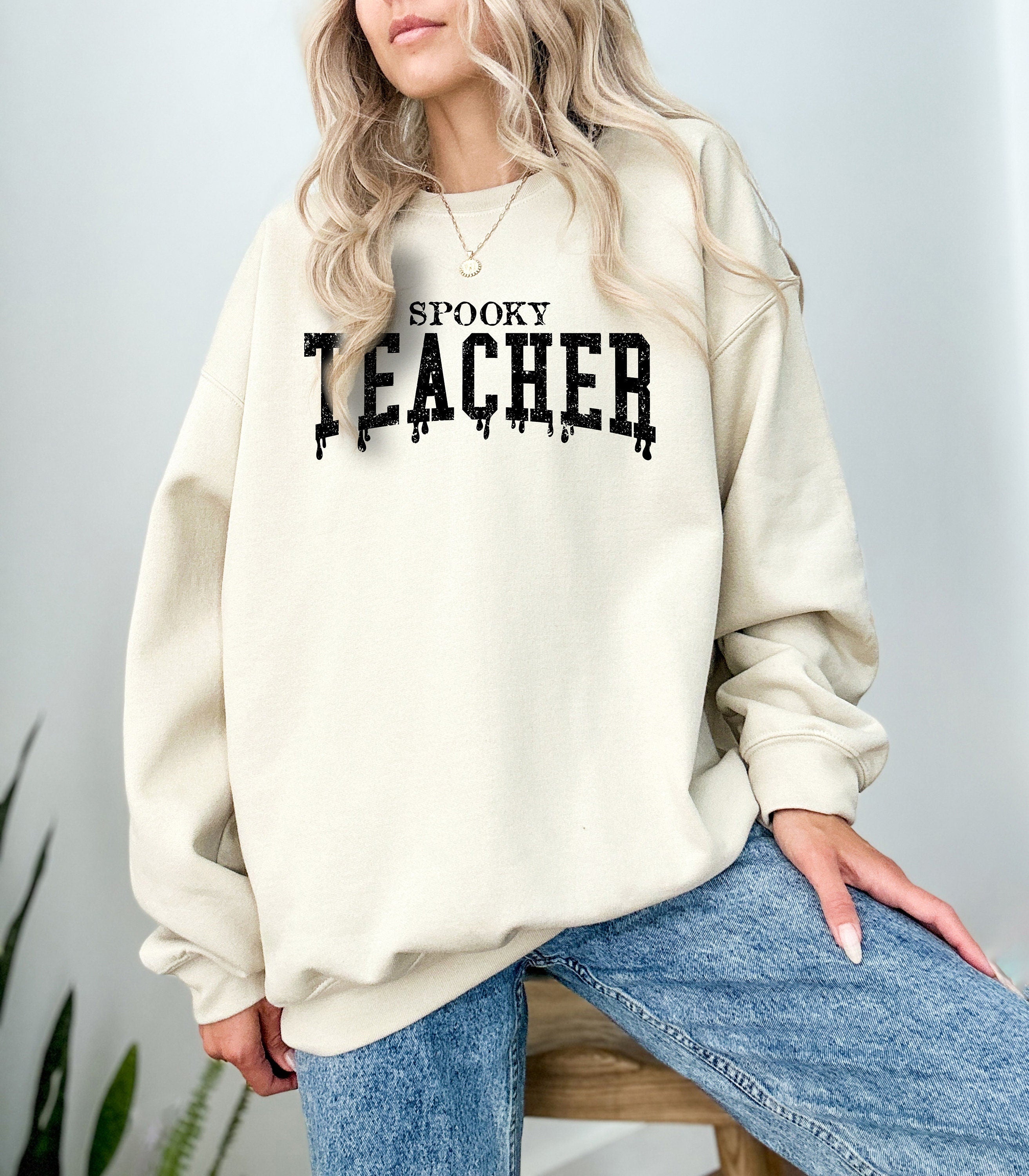 Spooky Teacher Halloween Crewneck Sweatshirt, Fall Design, Autumn Sweater, Spooky Season Sweatshirt, Pumpkin T, Teacher Design