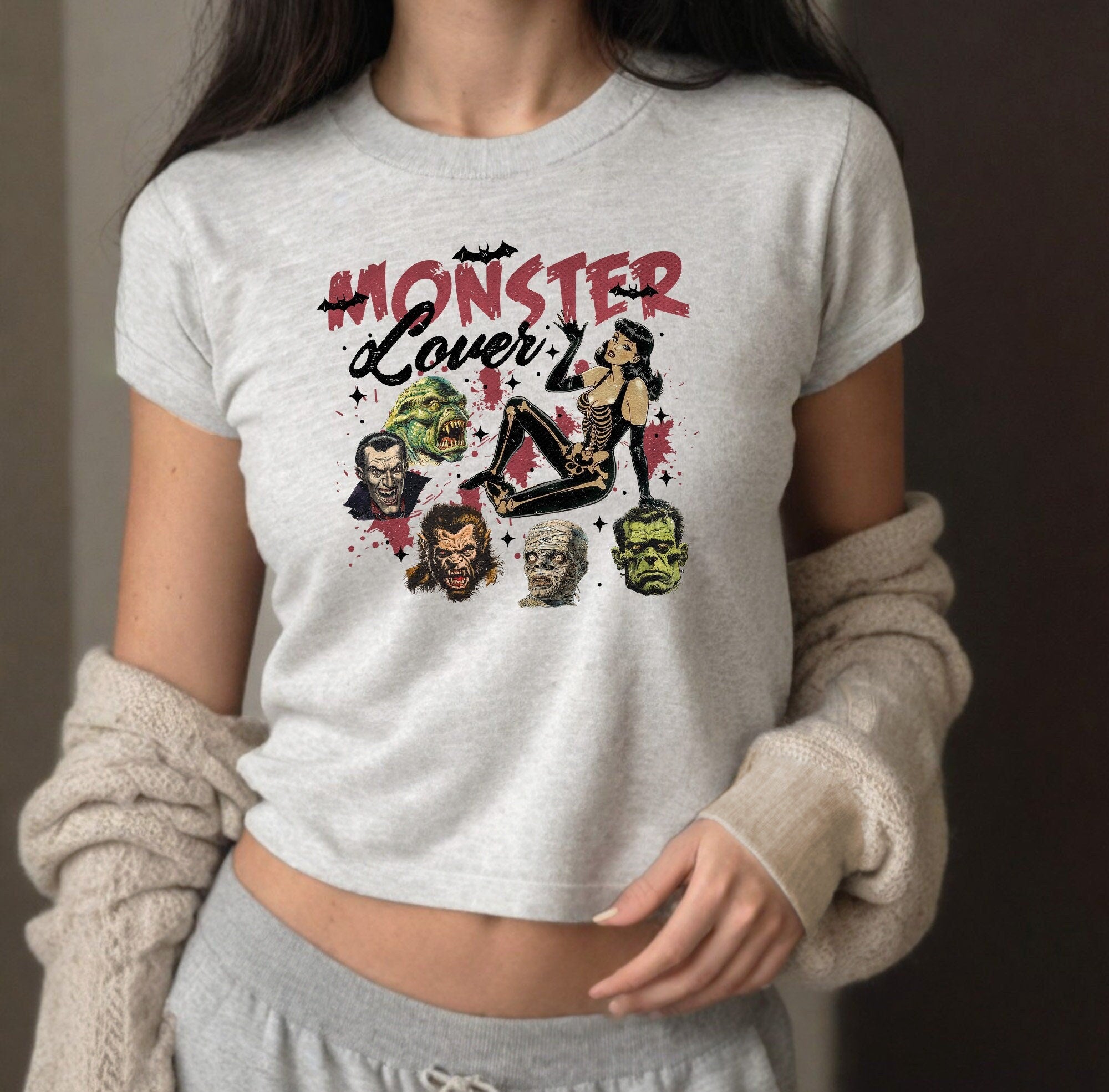 Monster loverdesign with scary movie monsters and bats