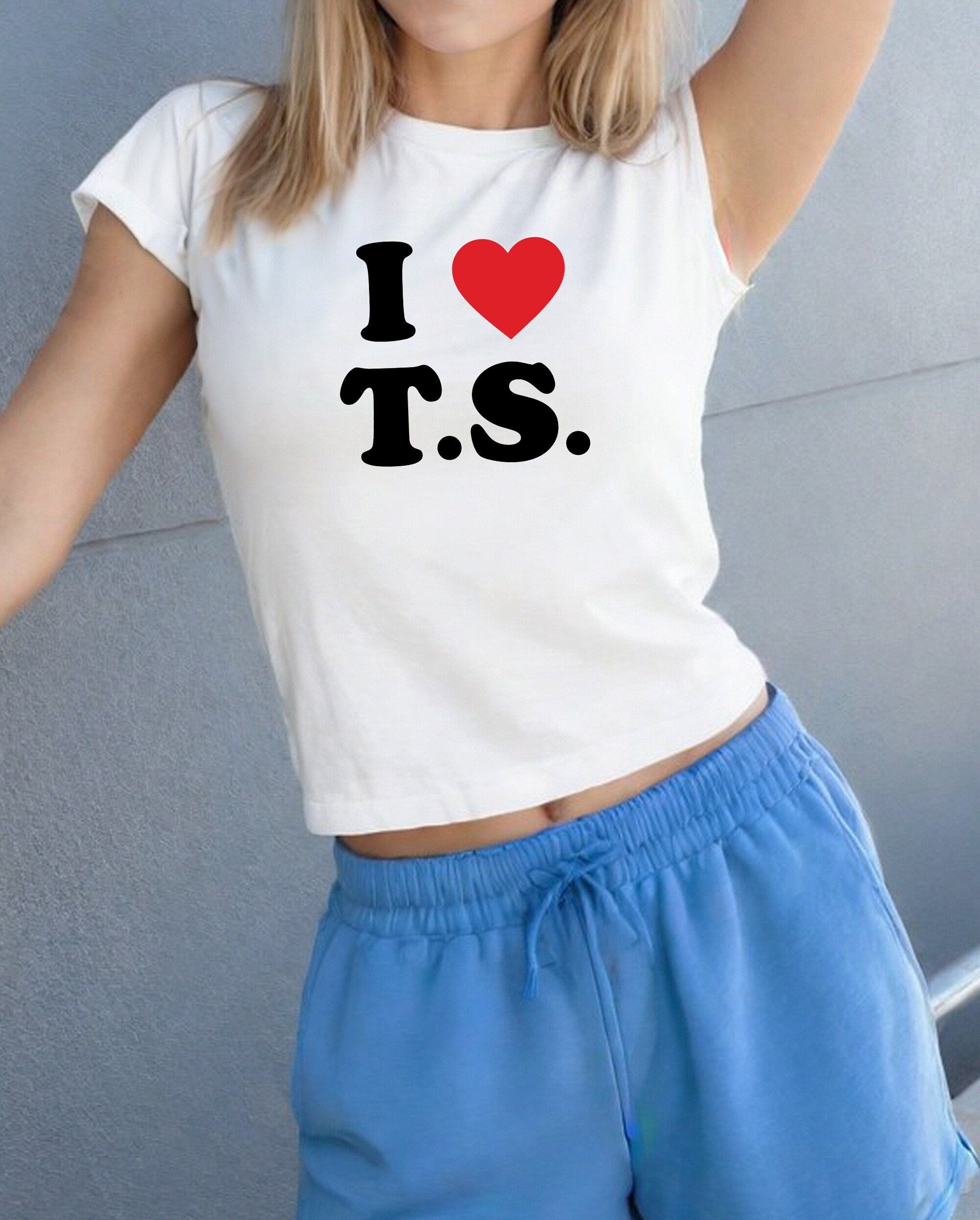 I Love T.S. Baby Tee, Taylor, Swift, Baby T, Cute Baby Tee, Crop T Shirt, Match Tee, y2k baby tee, 90s baby tee, Trendy Crop