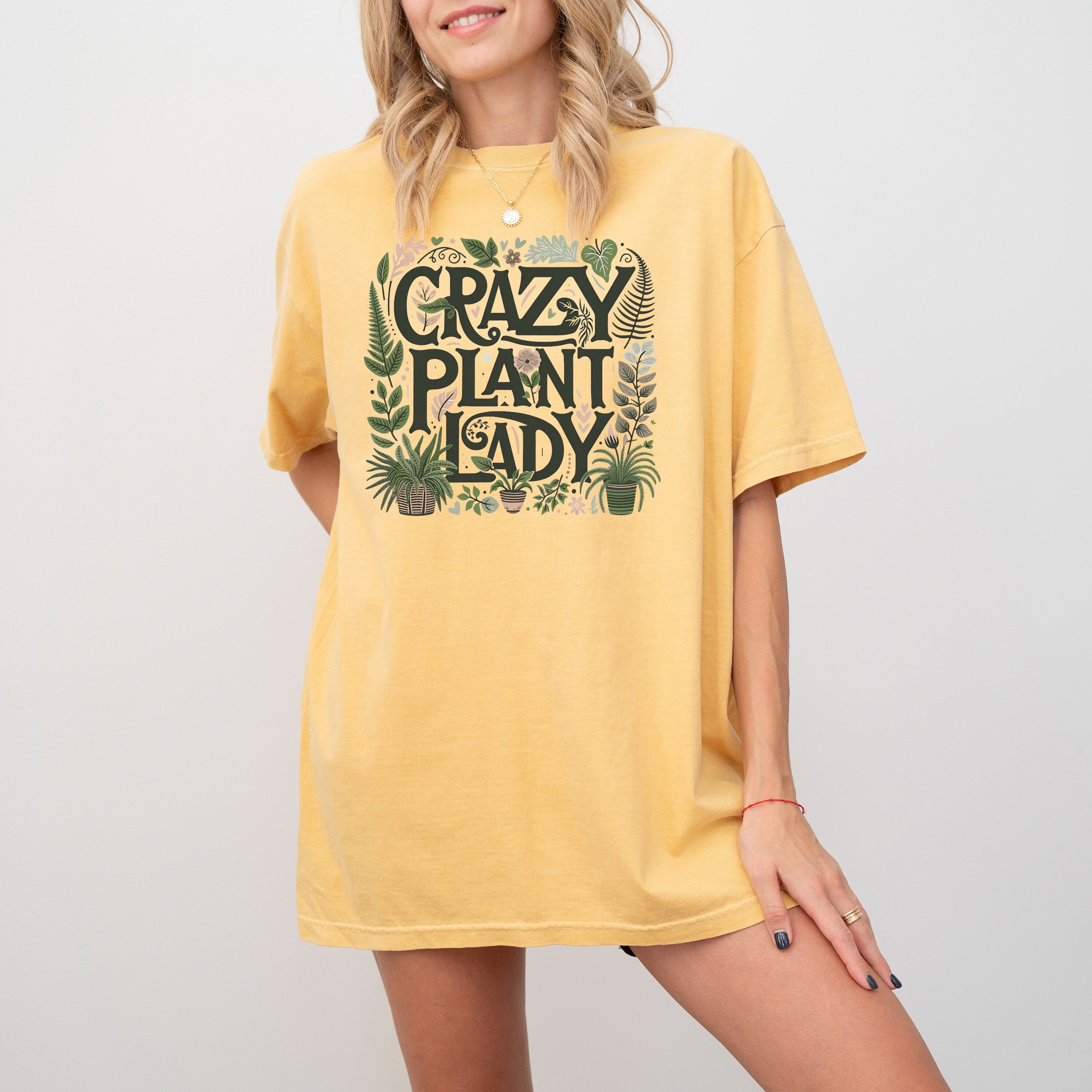 Plant Lovers Comfort Colors Shirt, Crazy Plant Lady Shirt Gardener T Shirt Retro Graphic T Shirt, House Plants, Gardening