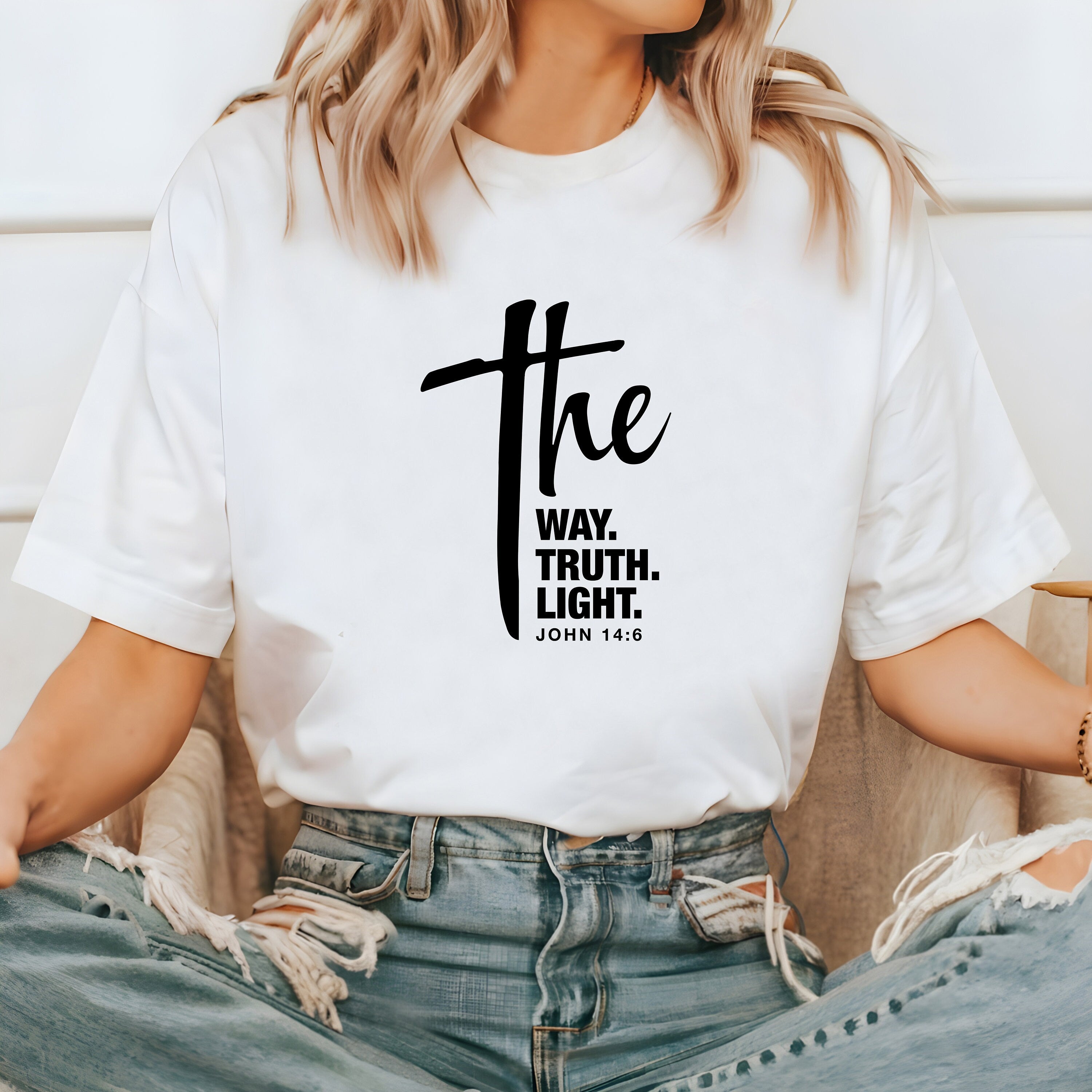 John 14:6 The Way The Truth the Light Comfort Colors Tee, Faith, Mental Health Shirt, Christian Graphic T