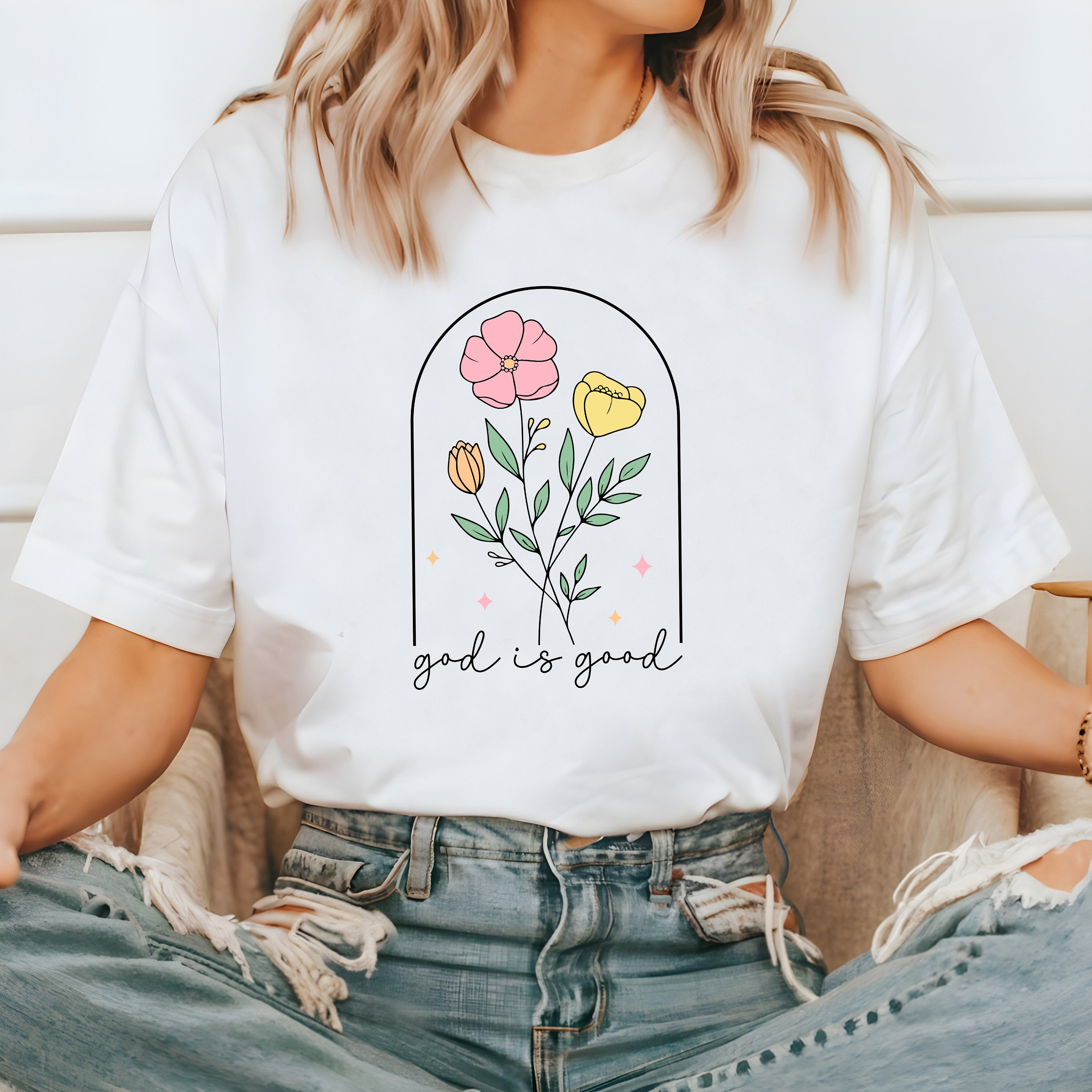 God Is Good Floral Comfort Colors T Shirt, Inspirational Shirt, Faith T Shirt, Mental Health Shirt, Christian Graphic T