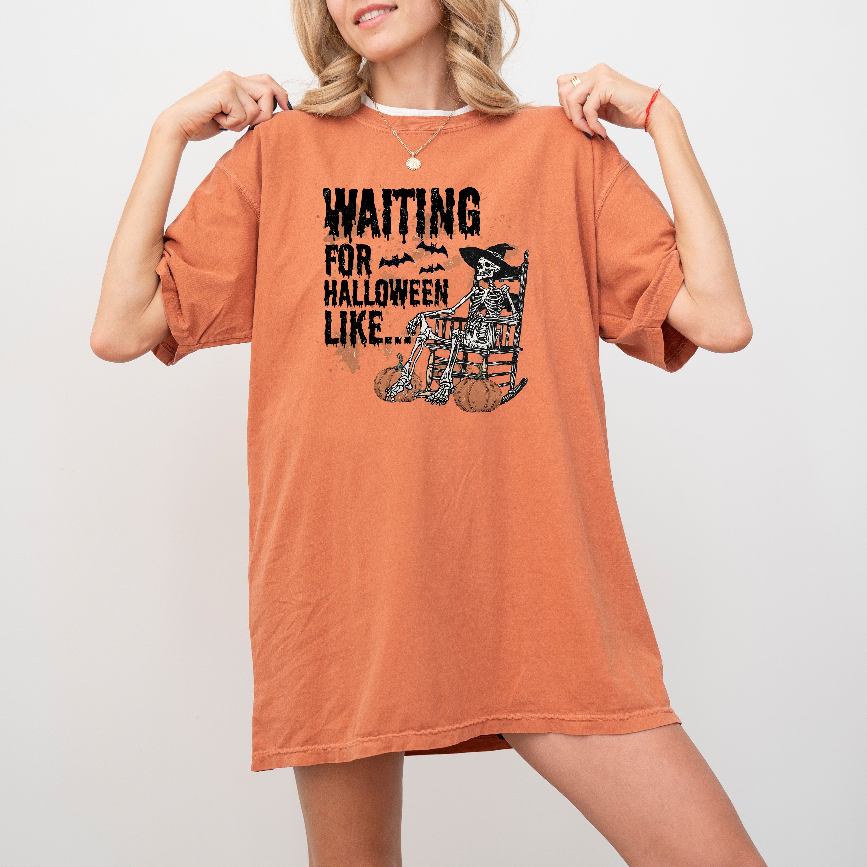 Waiting For Halloween Like Halloween Comfort Colors Tee Retro Trick or Treat Shirt Retro Skeleton Tee Fall Shirt Autumn T Shirt