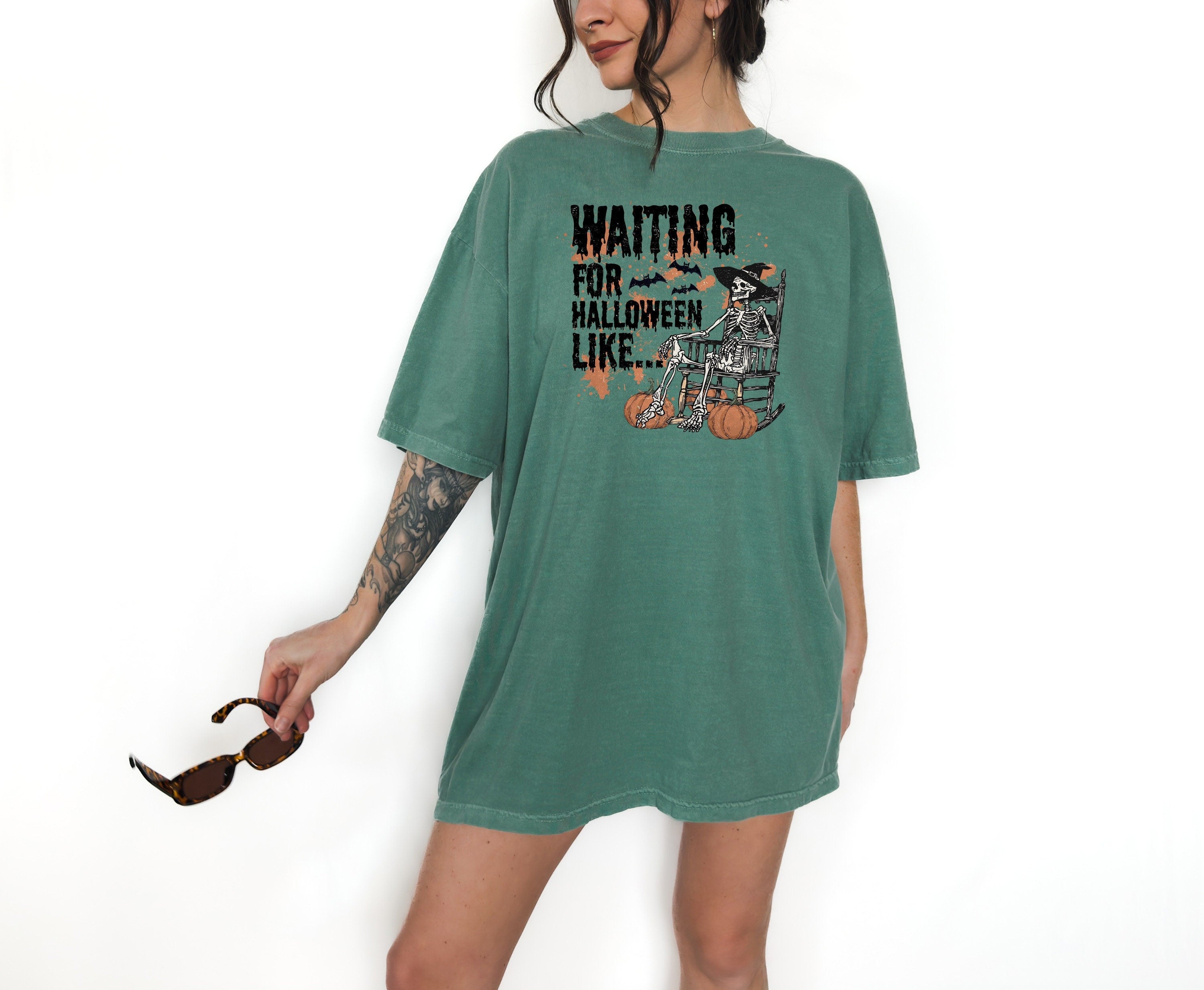 Waiting For Halloween Like Halloween Comfort Colors Tee Retro Trick or Treat Shirt Retro Skeleton Tee Fall Shirt Autumn T Shirt