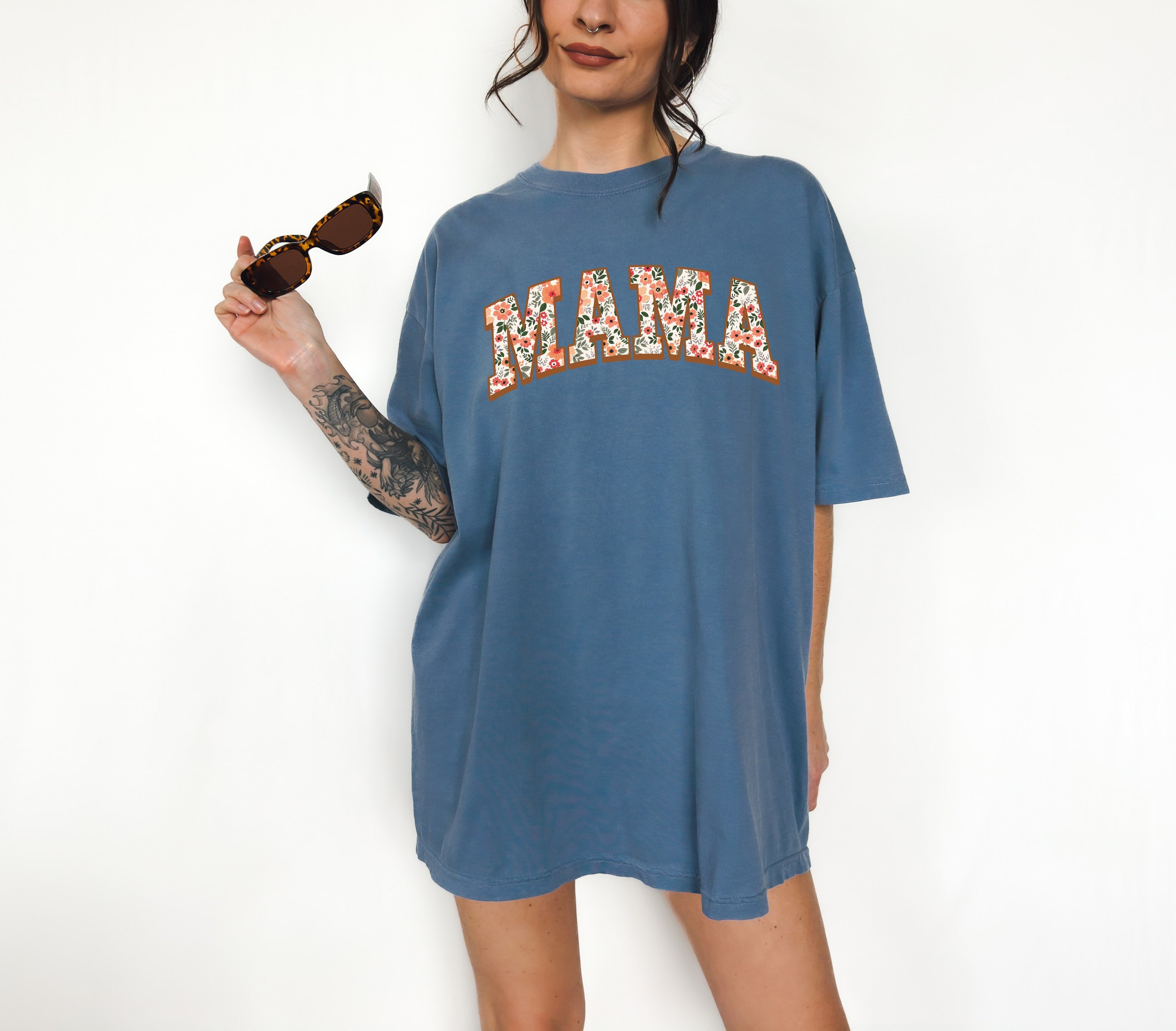 Autumn Floral Mama Comfort Colors Tee Fall Flowers Shirt Retro Varsity Tee Fall Shirt Autumn T Shirt