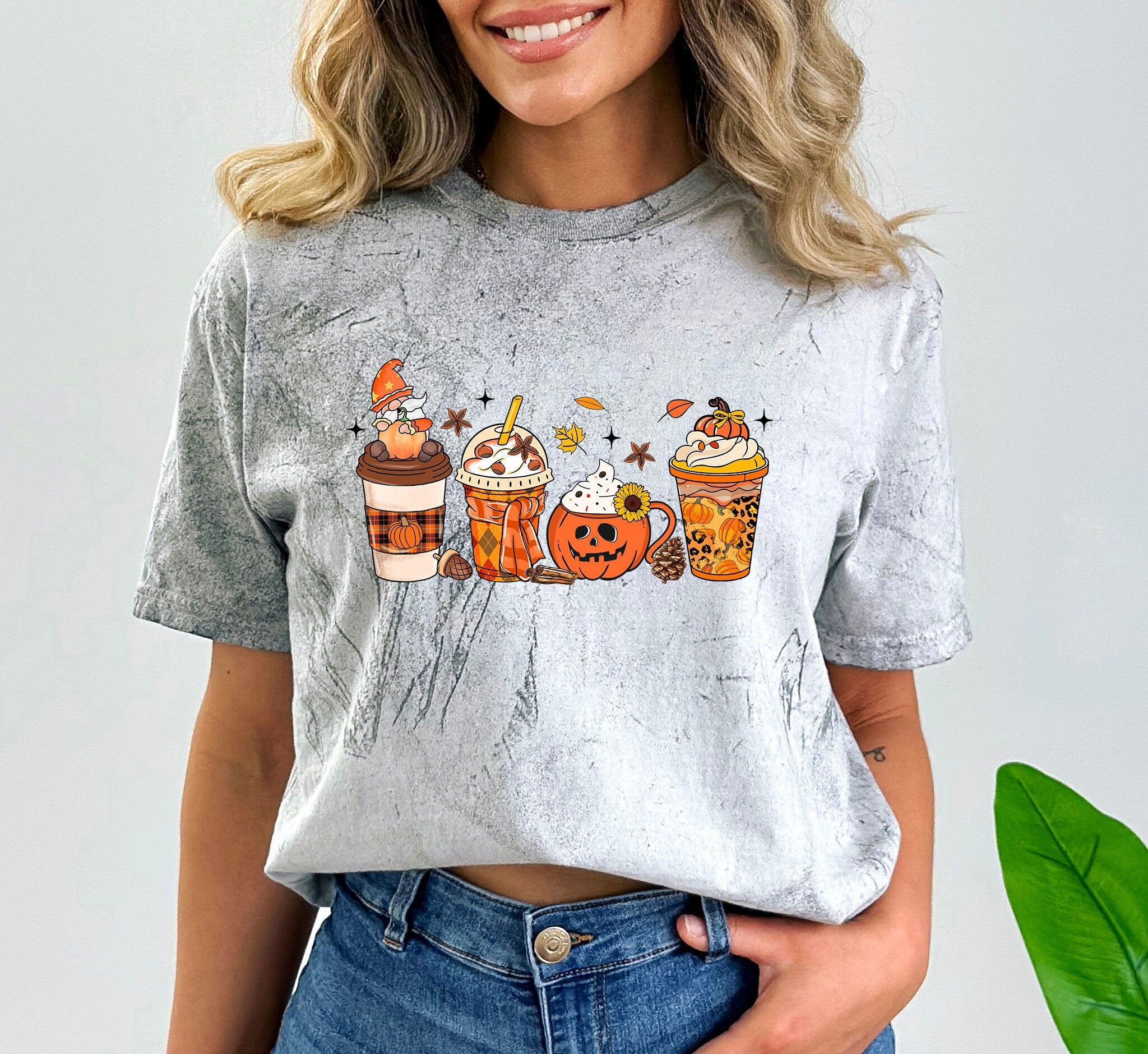 Fall Coffee Retro Tie Dye Halloween Comfort Colors Shirt, Western Ghosts, Vintage Cute Halloween,Halloween T Shirt, Fall Shirt, Autumn Tee