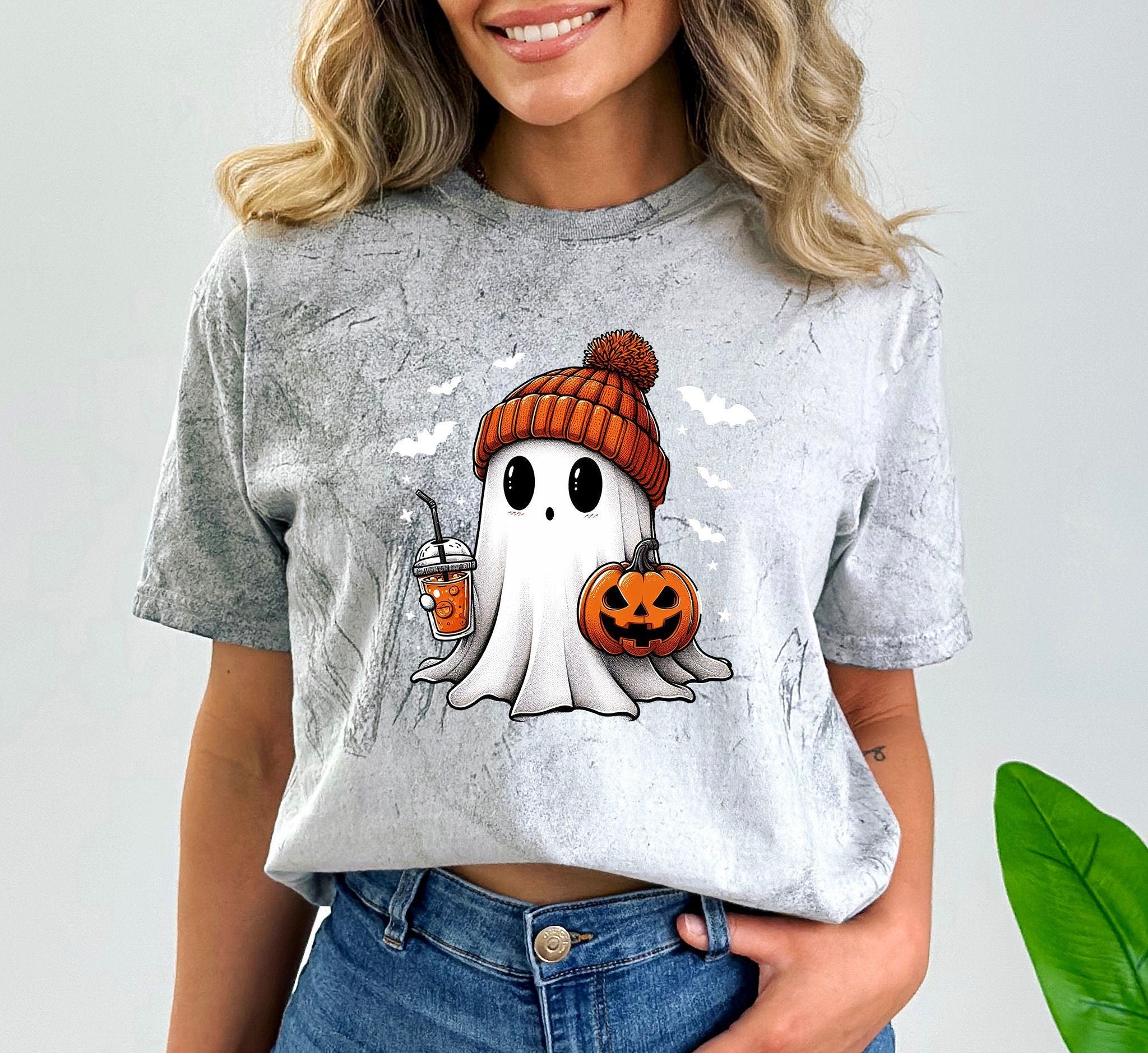 Basic Girl Ghost Retro Halloween Tie Dye Comfort Colors Shirt, Vintage Coffee Halloween T,Halloween T Shirt, Fall Shirt, Autumn Tee