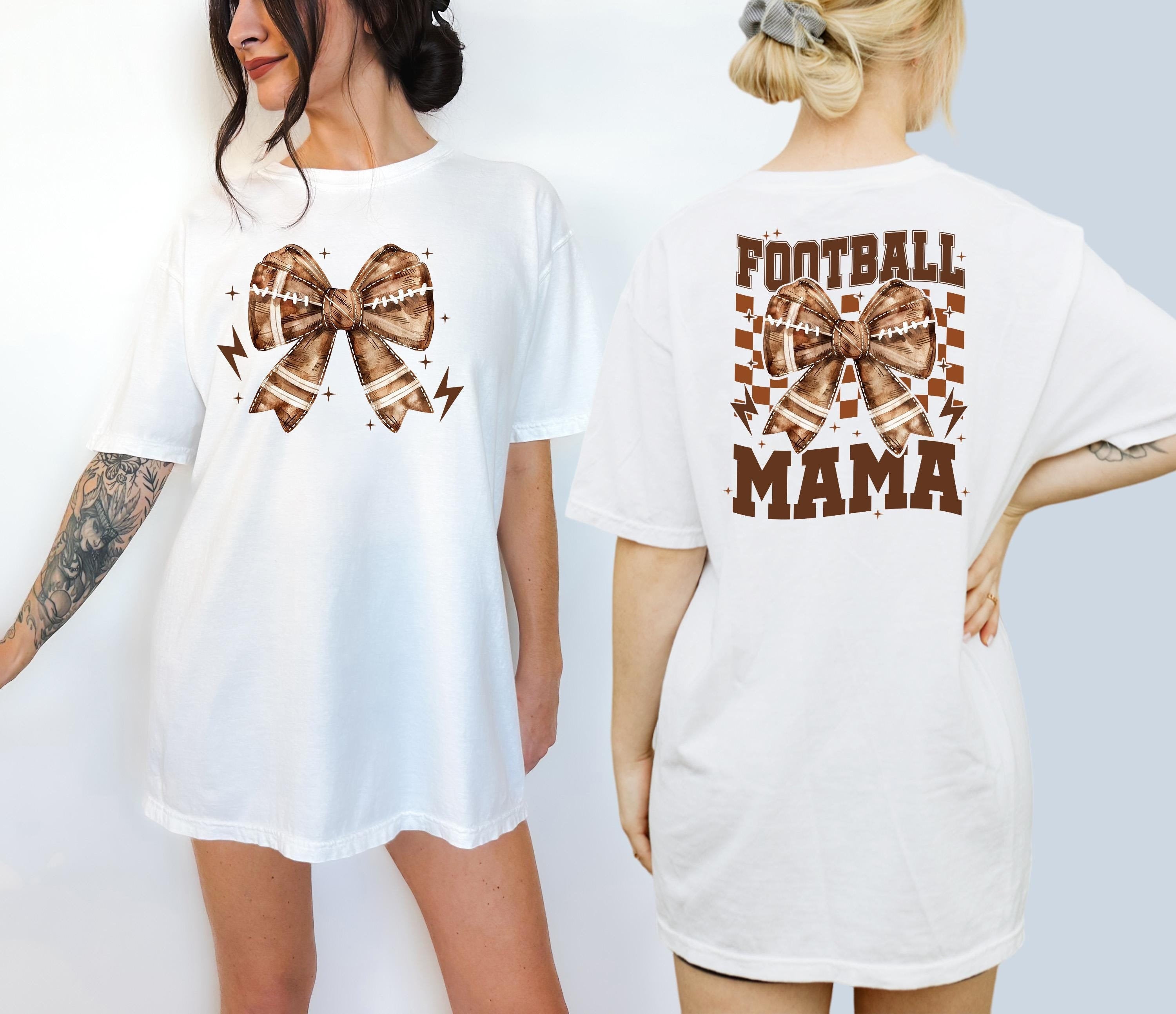 Football Mama Sports Comfort Colors Tee, Two-sided Football Tshirt Football Mom Tee Front and Back Football T Shirt