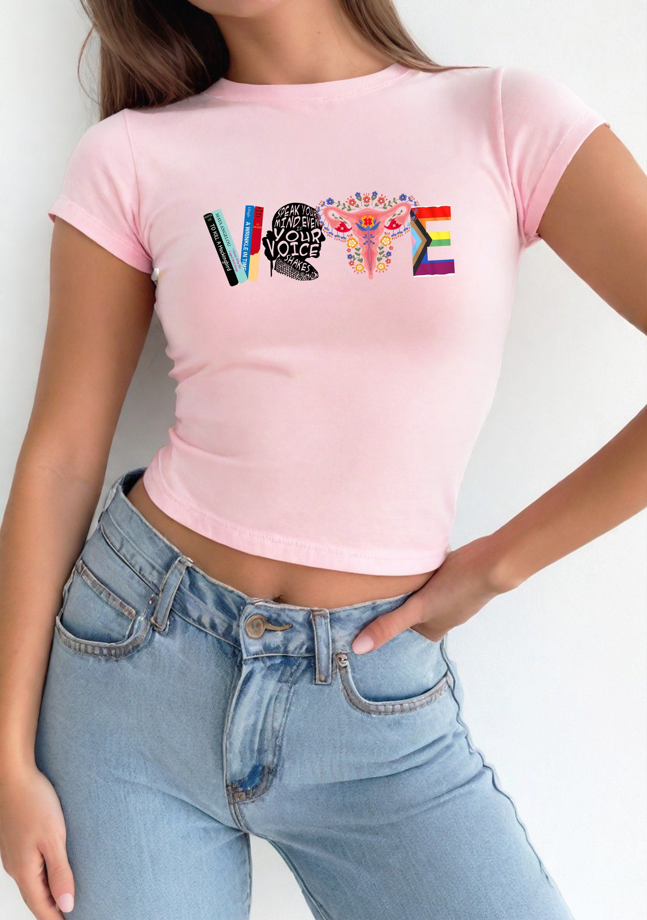 Baby Tee VOTE Women's Rights, Human Rights, LGBTQ Rights, Vote Graphic T, Speak Your Mind