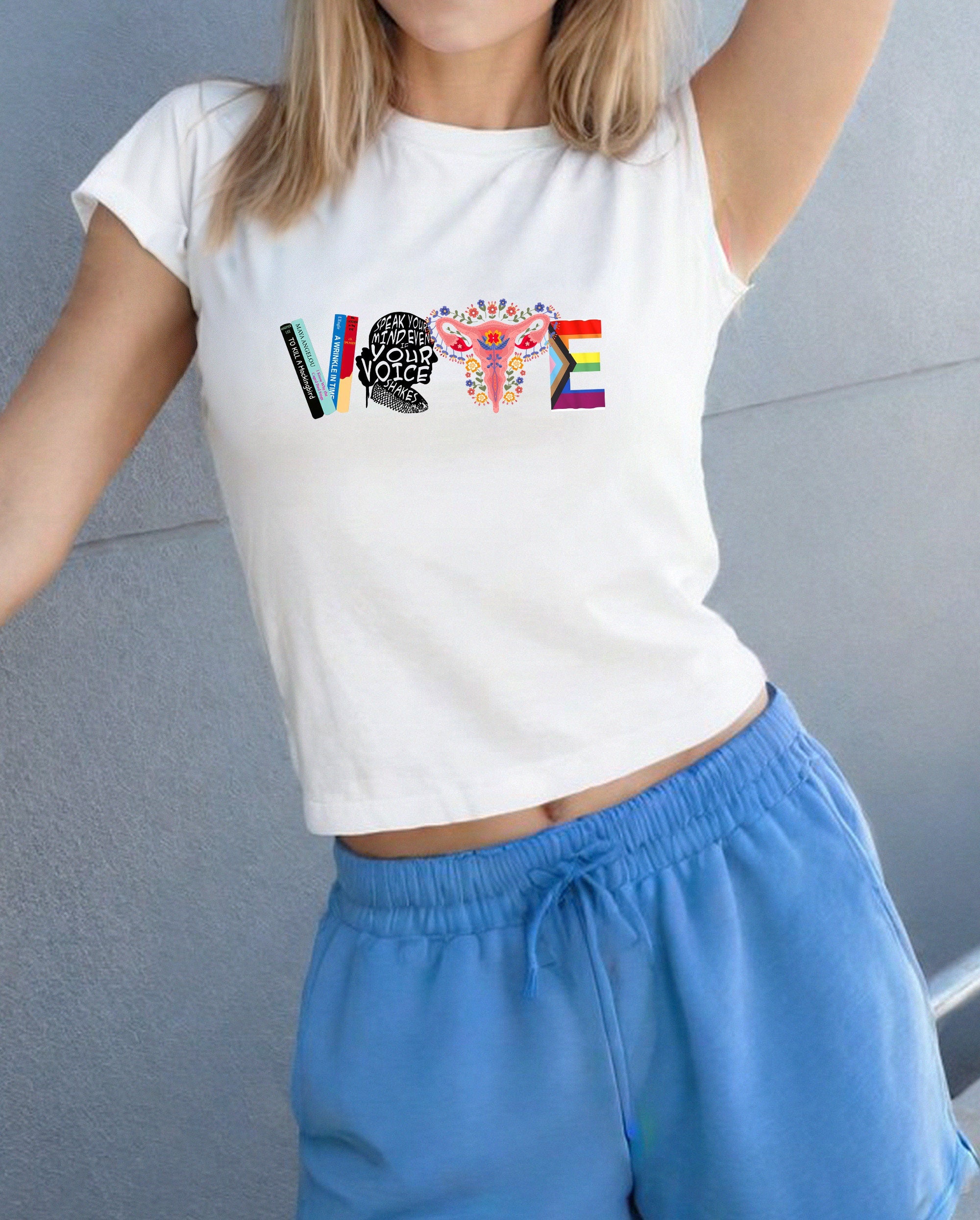 Baby Tee VOTE Women's Rights, Human Rights, LGBTQ Rights, Vote Graphic T, Speak Your Mind