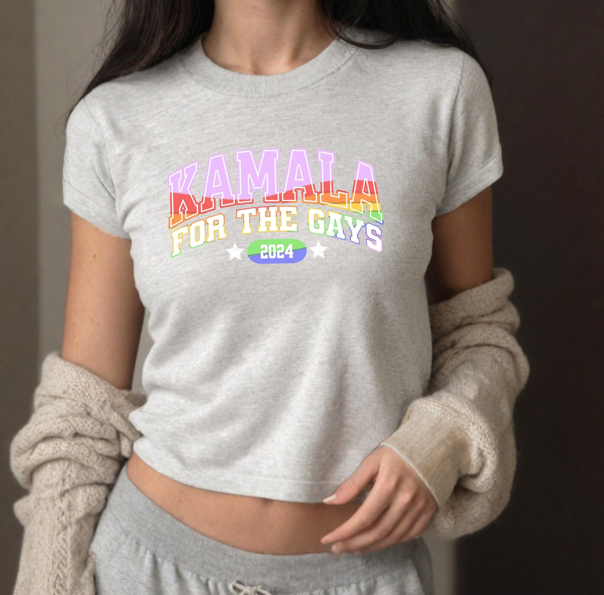 Kamala Harris 2024 Baby Tee, Kamala Harris For The Gays Tee, President Kamala Harris 2024 Shirt, Gay Pride shirt, Female President Crop