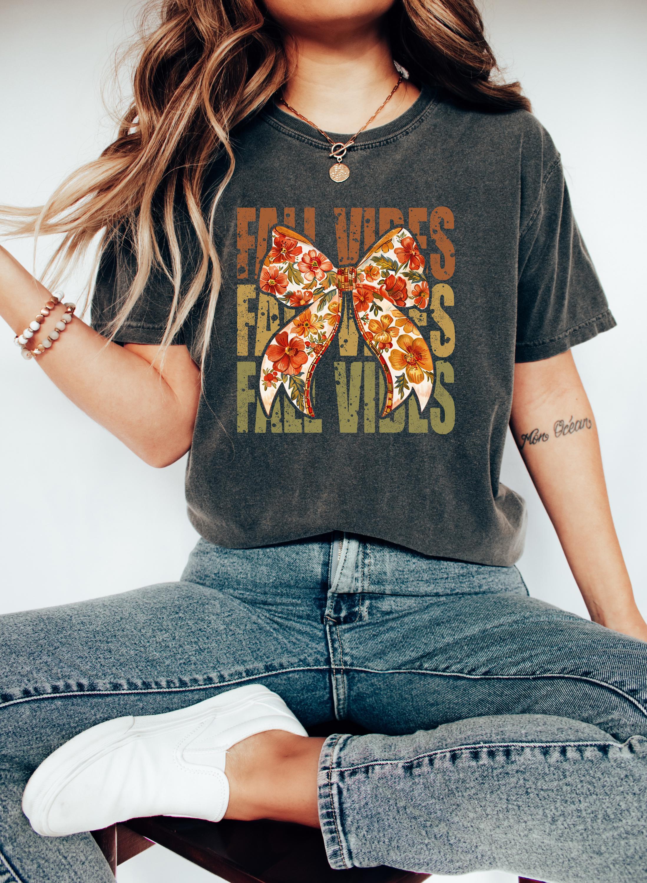 Cute Fall Vibes Comfort Colors shirt, Autumn T Shirt, Vintage Fall Shirt, Retro Fall Vibes Shirt, Autumn Floral Shirt