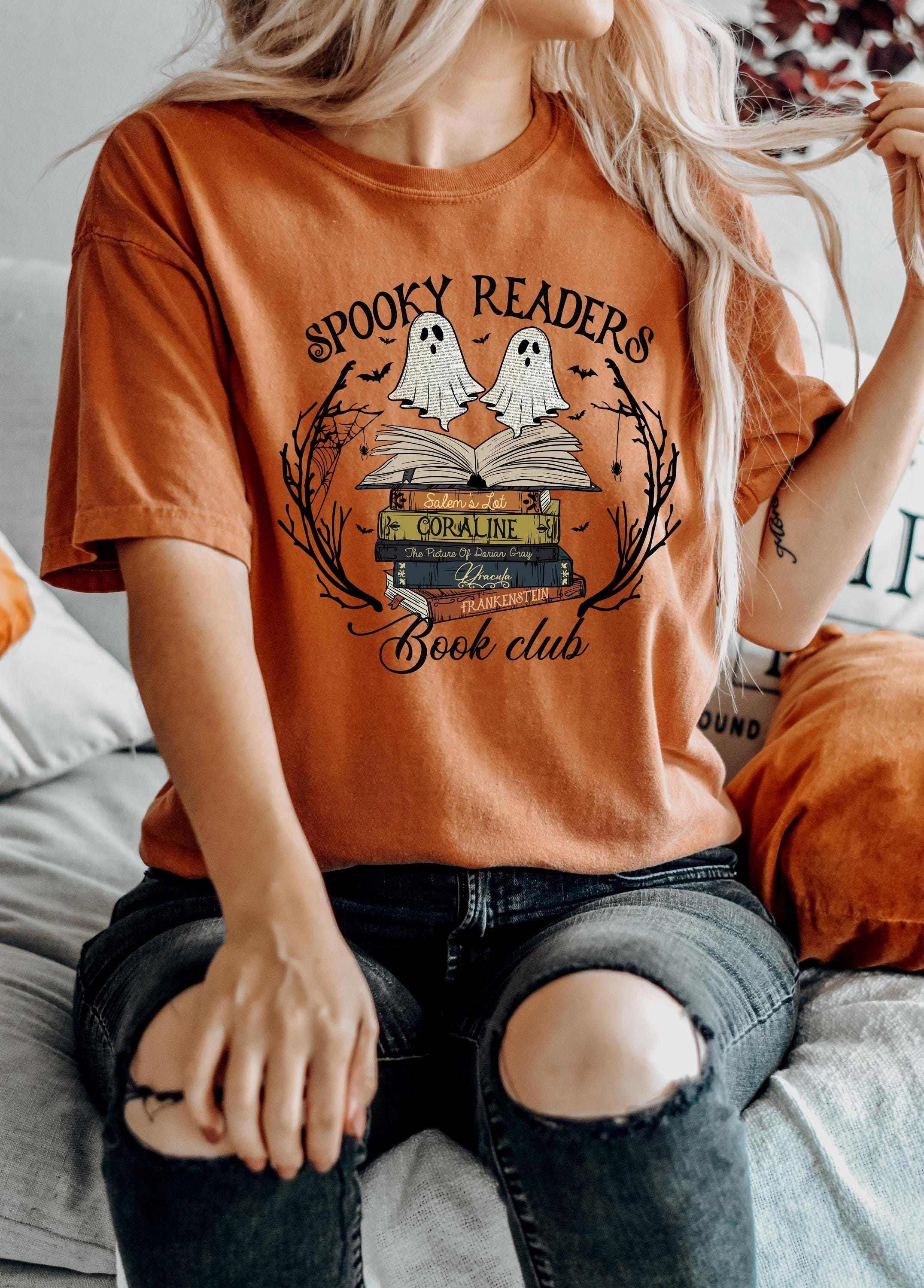 Comfort Colors shirt, Spooky Readers Club, Vintage Ghost Halloween Shirt, Cute Autumn Shirt, Retro Fall Shirt, Bookish, Book Readers T shirt