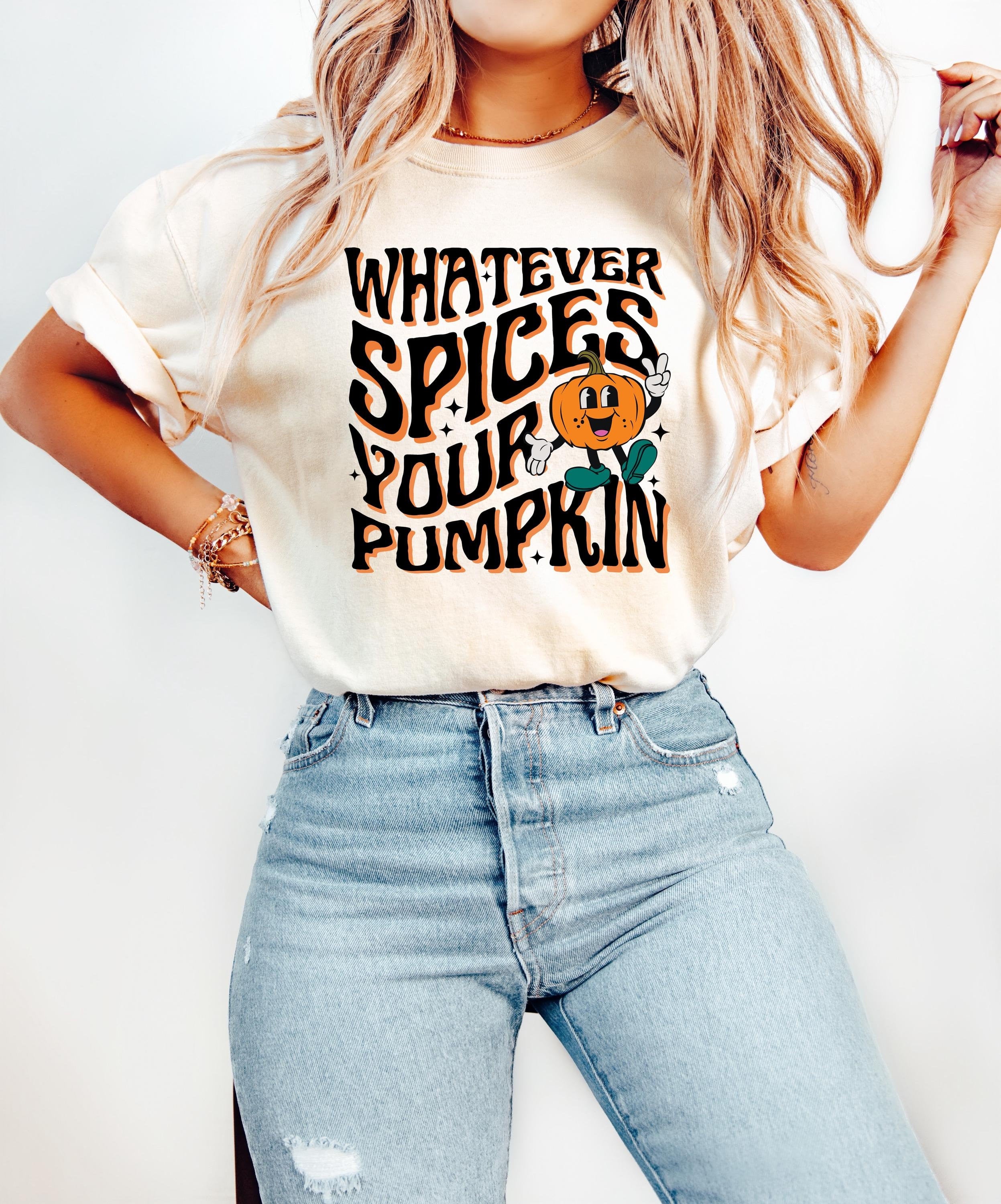 Retro Comfort Colors shirt, Funny Halloween Fall T Shirt, Whater Spices Your Pumpkin, Cute Pumpkin Tee, Pumpkin Patch Outfit, Autumn Shirt