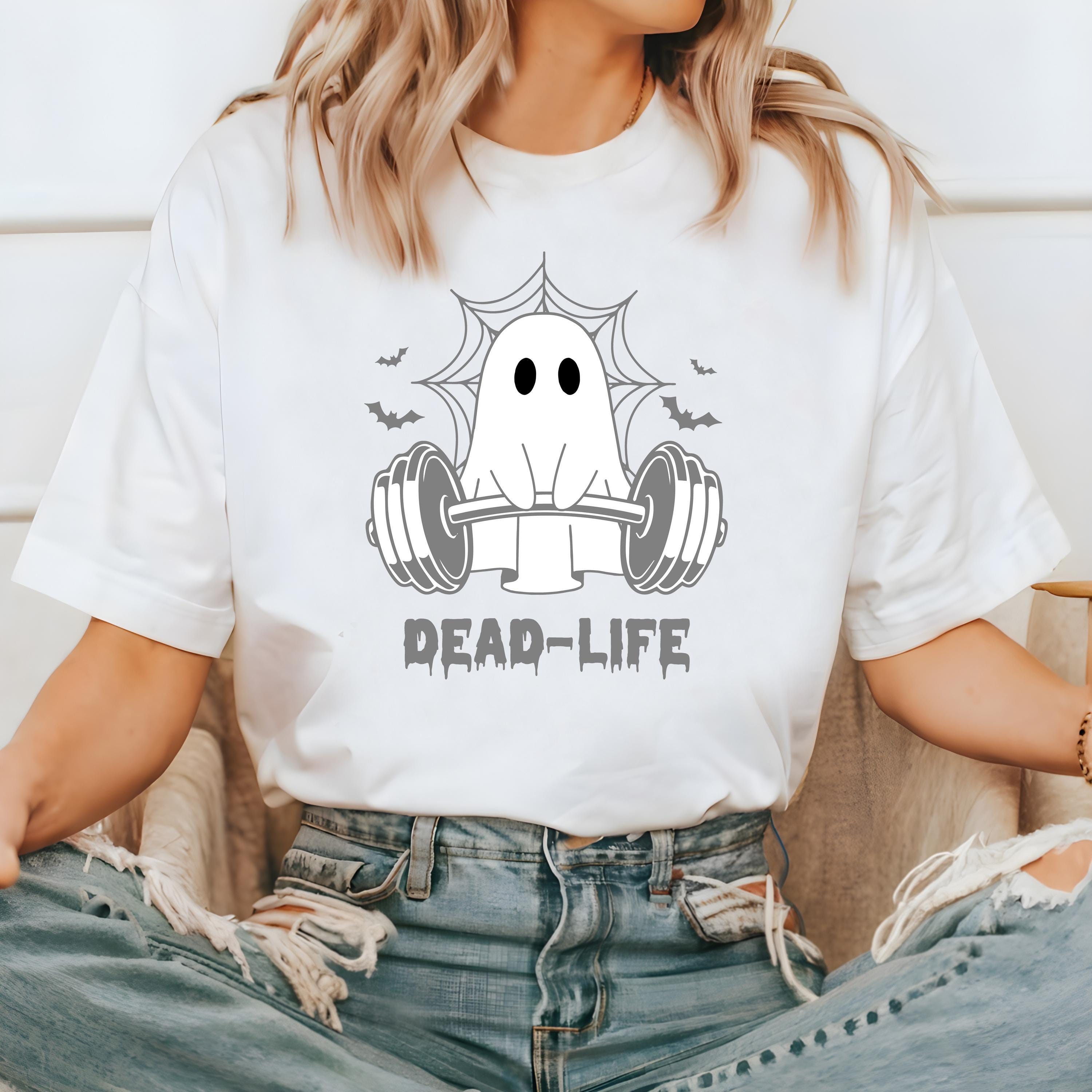 Halloween Ghost Dead Lifting Comfort Colors T Shirt, Funny Gym Halloween Tee, Cute Halloween Design, Dead Life Gym Autumn T, Fall T Shirt,