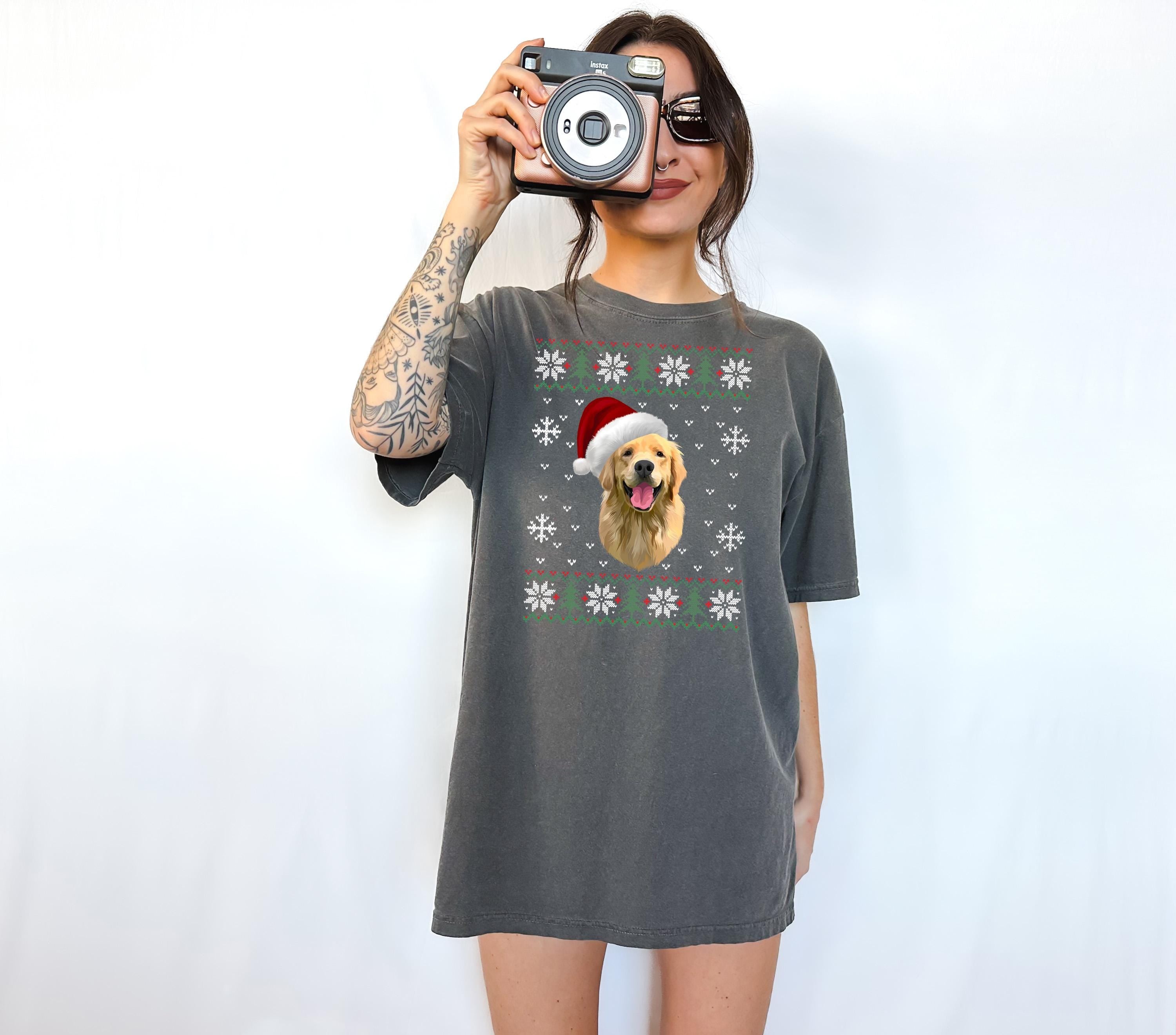 Custom Dog Portrait Comfort Colors Shirt Christmas Sweater Design Shirt Custom Pet Shirt, Christmas T Shirt,