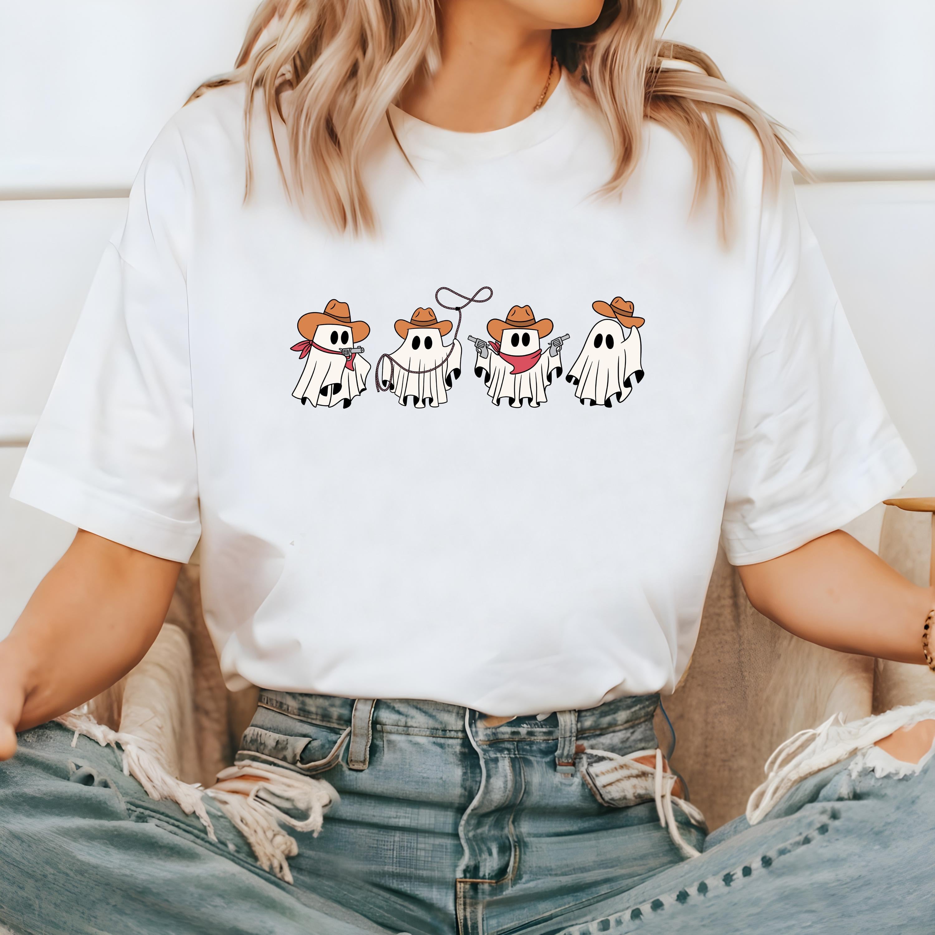 Cute Western Halloween Comfort Colors shirt, Cowboy Ghost T Shirt, Vintage Halloween Shirt Retro Fall Vibes Shirt, Autumn Shirt Spooky Shirt